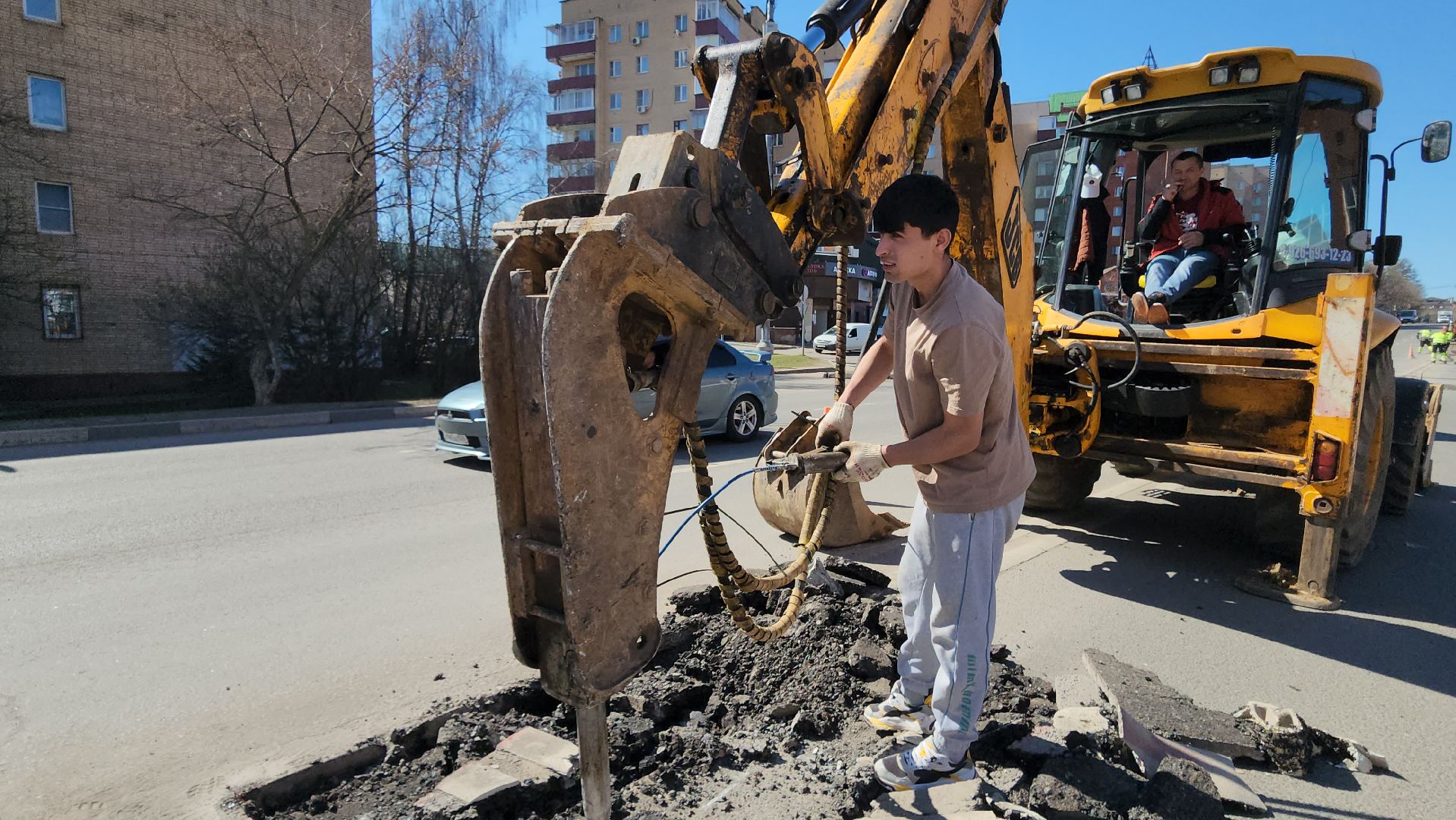 Истра, Ремонт дороги, тросовое ограждение,