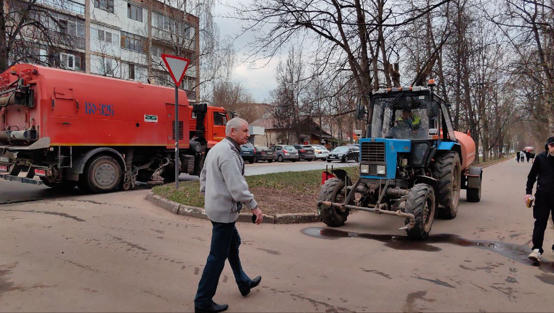 улица, уборка, субботник, дорога, техника,