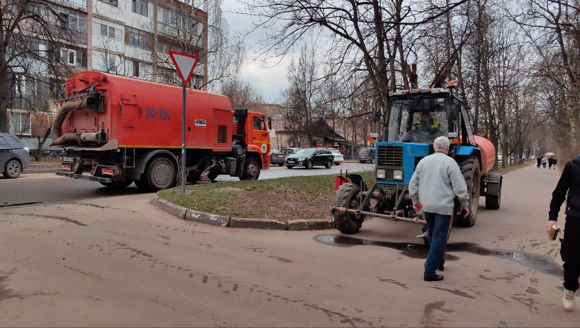 улица, уборка, субботник, дорога, техника,