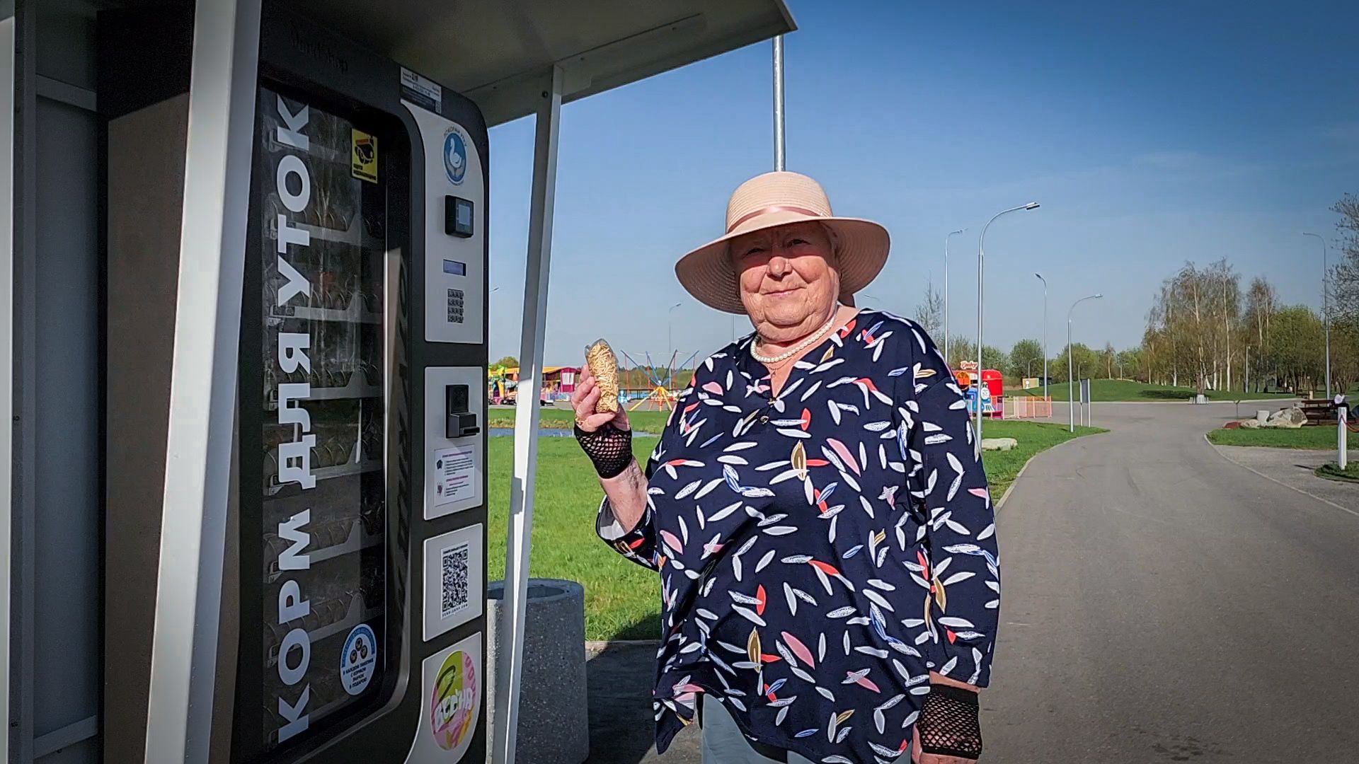 бронницы, парк бронницкий луг,  аппарат для кормления уток ,