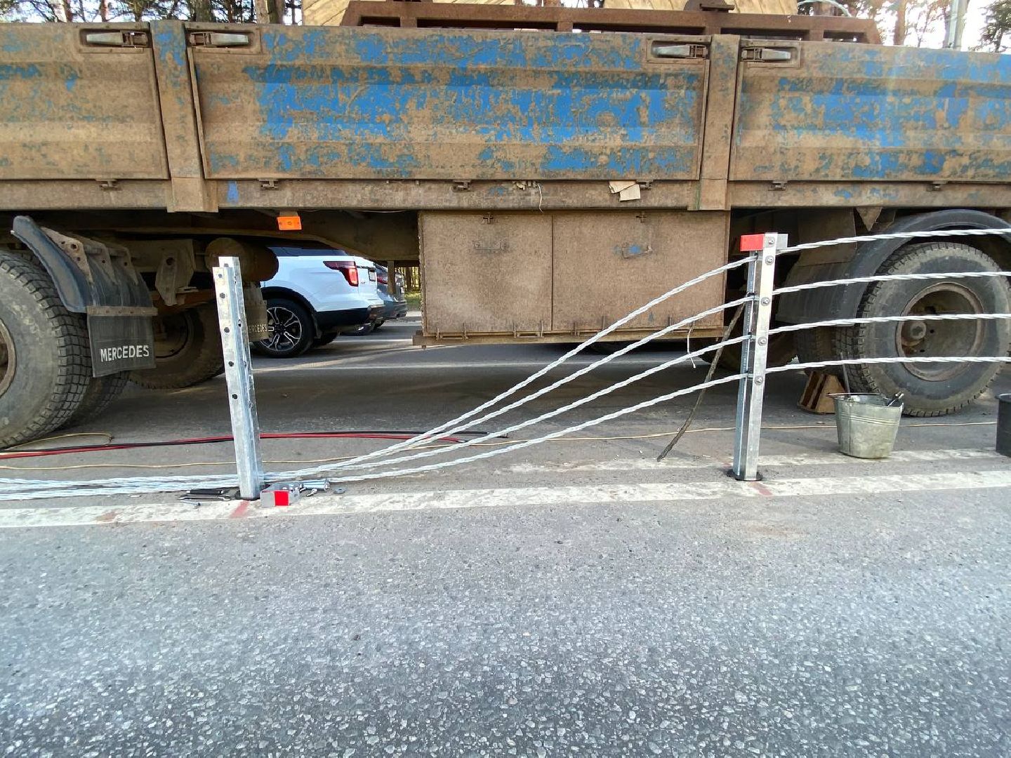 тросовое ограждение, разделительная полоса, 28км Волоколамское шоссе,