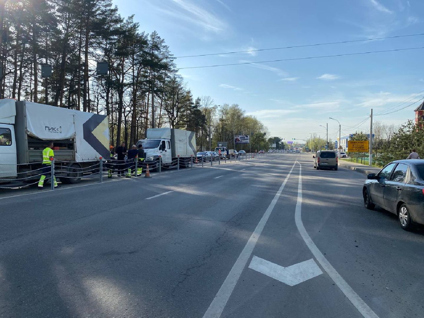 тросовое ограждение, разделительная полоса, 28км Волоколамское шоссе,