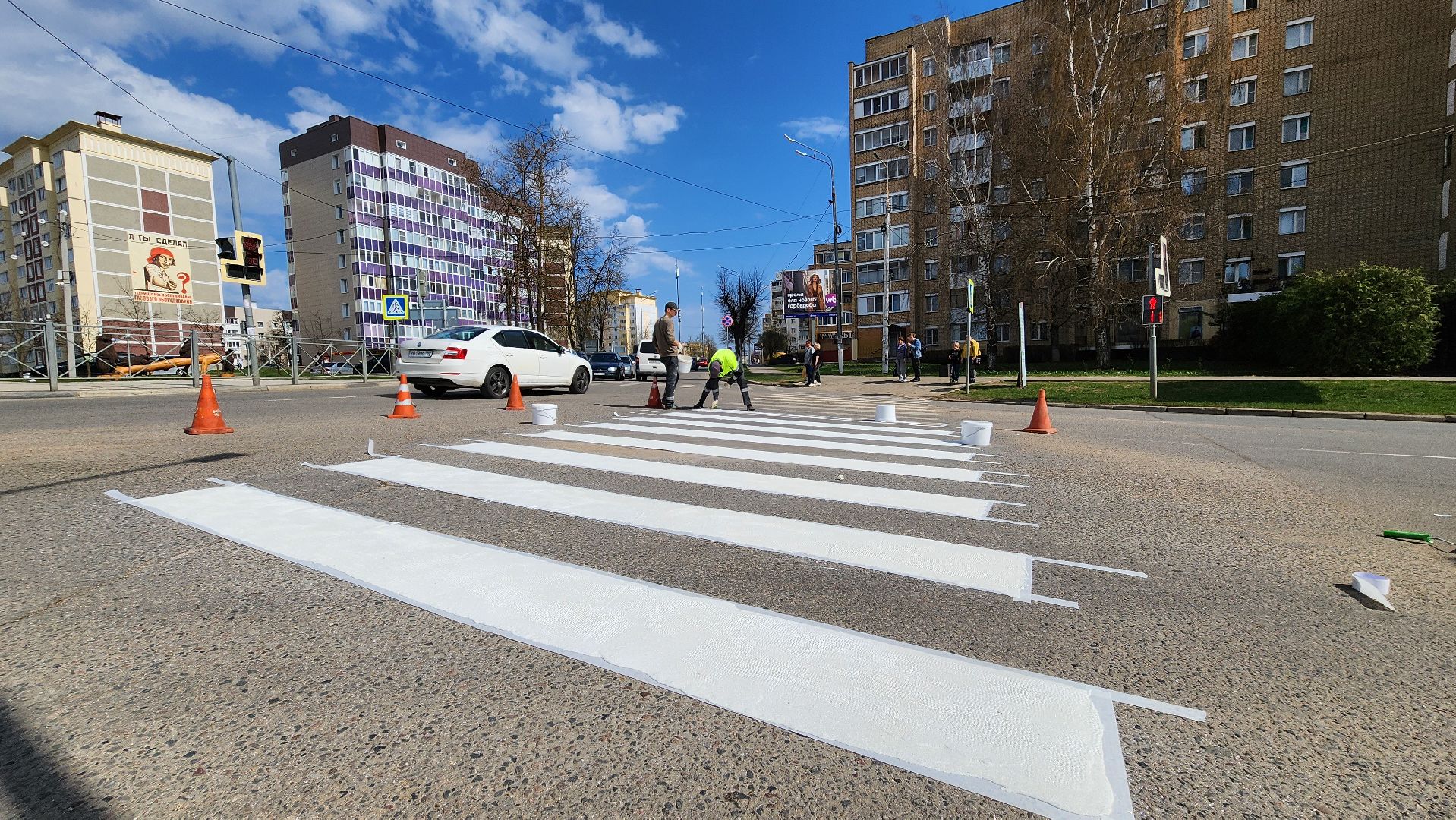 руза, новая разметка, дорожные работы, пешеходный переход, благоустройство,