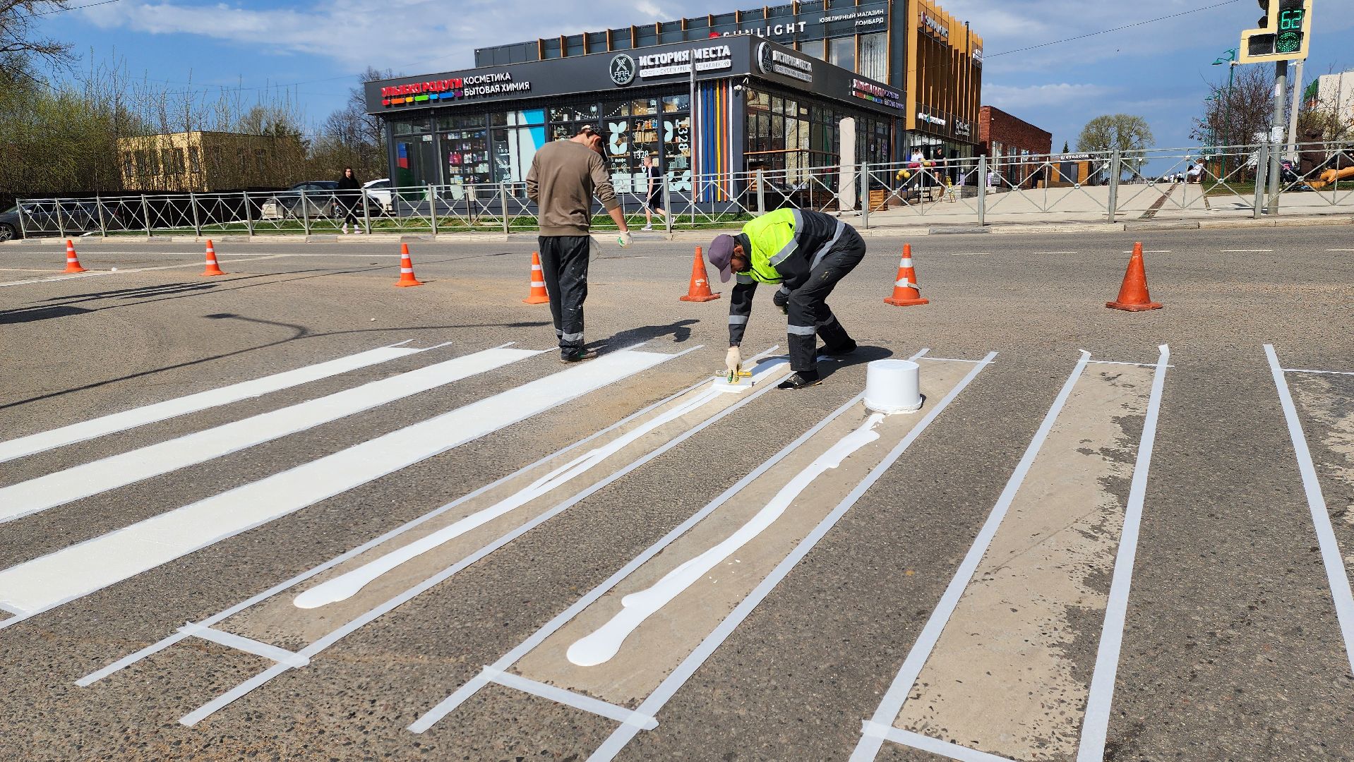 руза, новая разметка, дорожные работы, пешеходный переход, благоустройство,