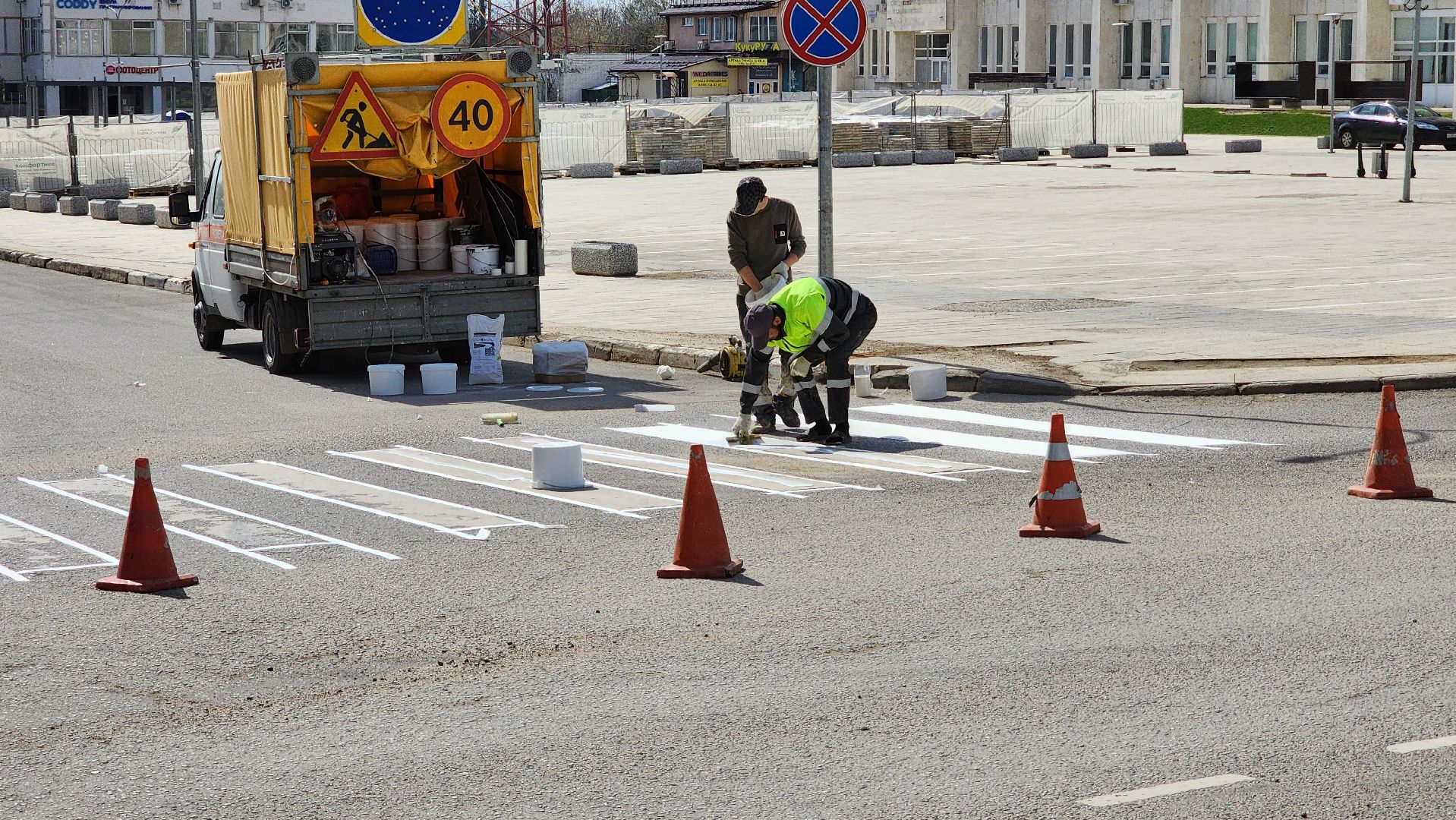 руза, новая разметка, дорожные работы, пешеходный переход, благоустройство,