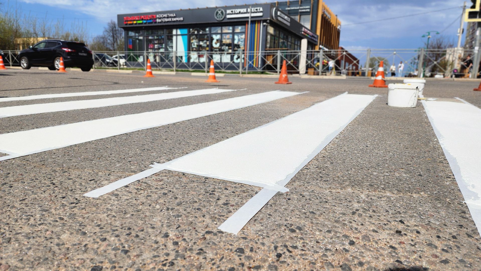 руза, новая разметка, дорожные работы, пешеходный переход, благоустройство,