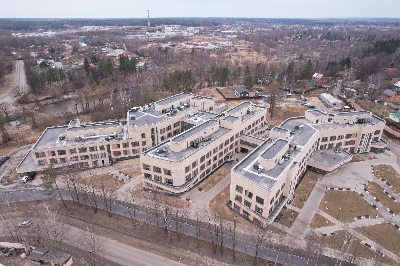 видео с коптера, больница хотьково, кдц хотьково,