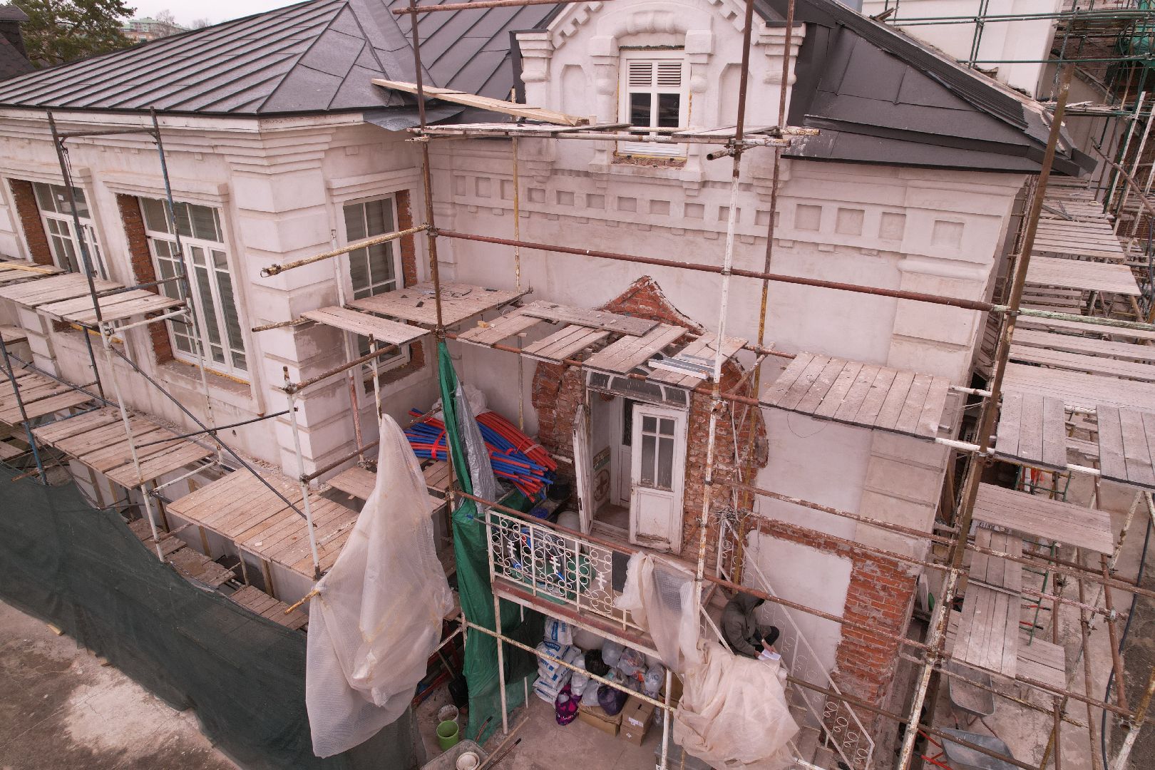 видео с коптера, храм Петра и Павла , реконструкция храма в сергиевом посаде,