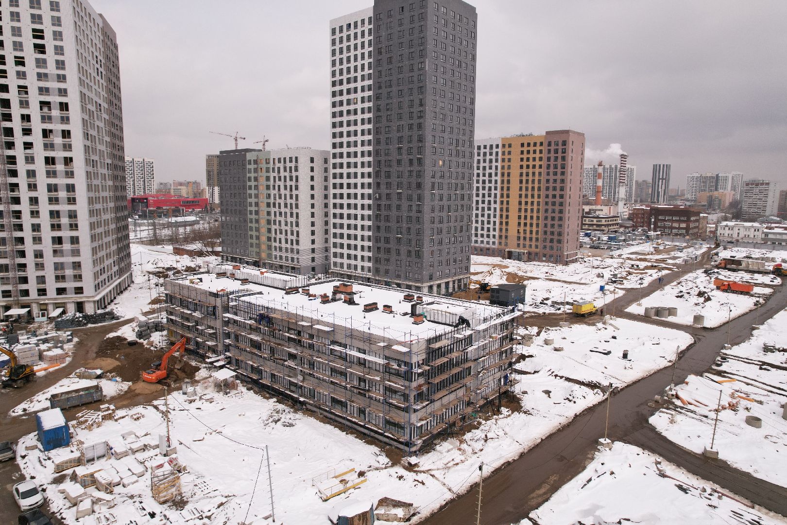 видео с коптера, детский сад в мытищах, строительство детского сада,