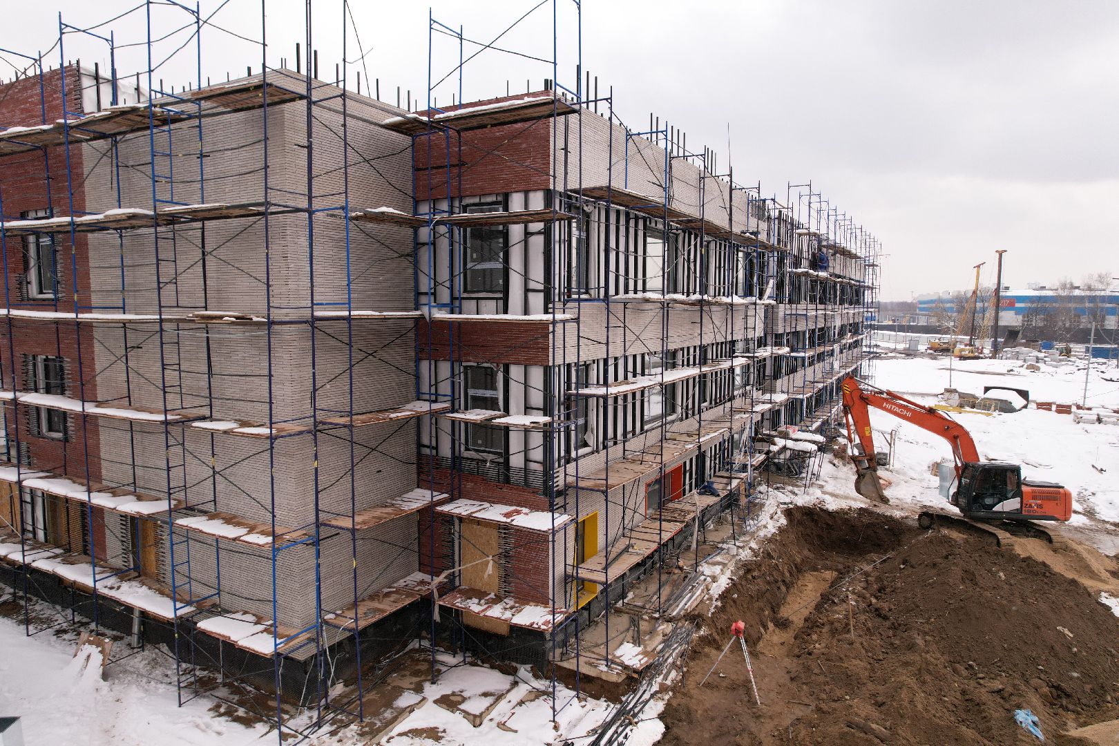 видео с коптера, детский сад в мытищах, строительство детского сада,