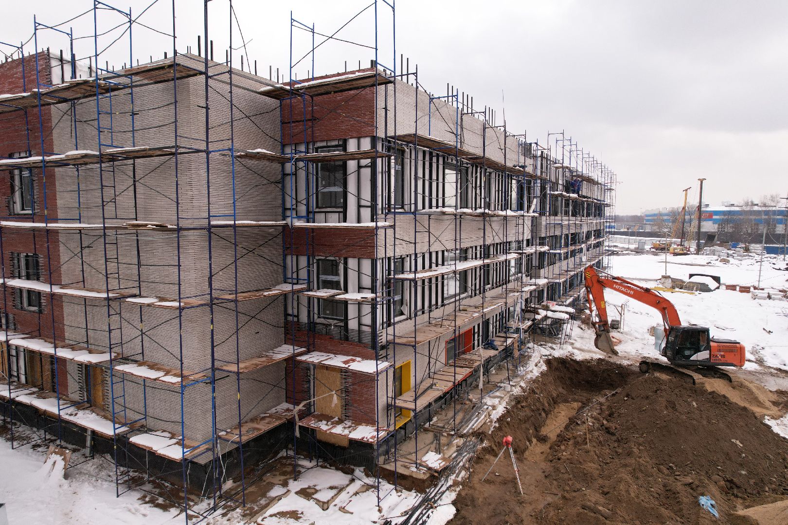 видео с коптера, детский сад в мытищах, строительство детского сада,