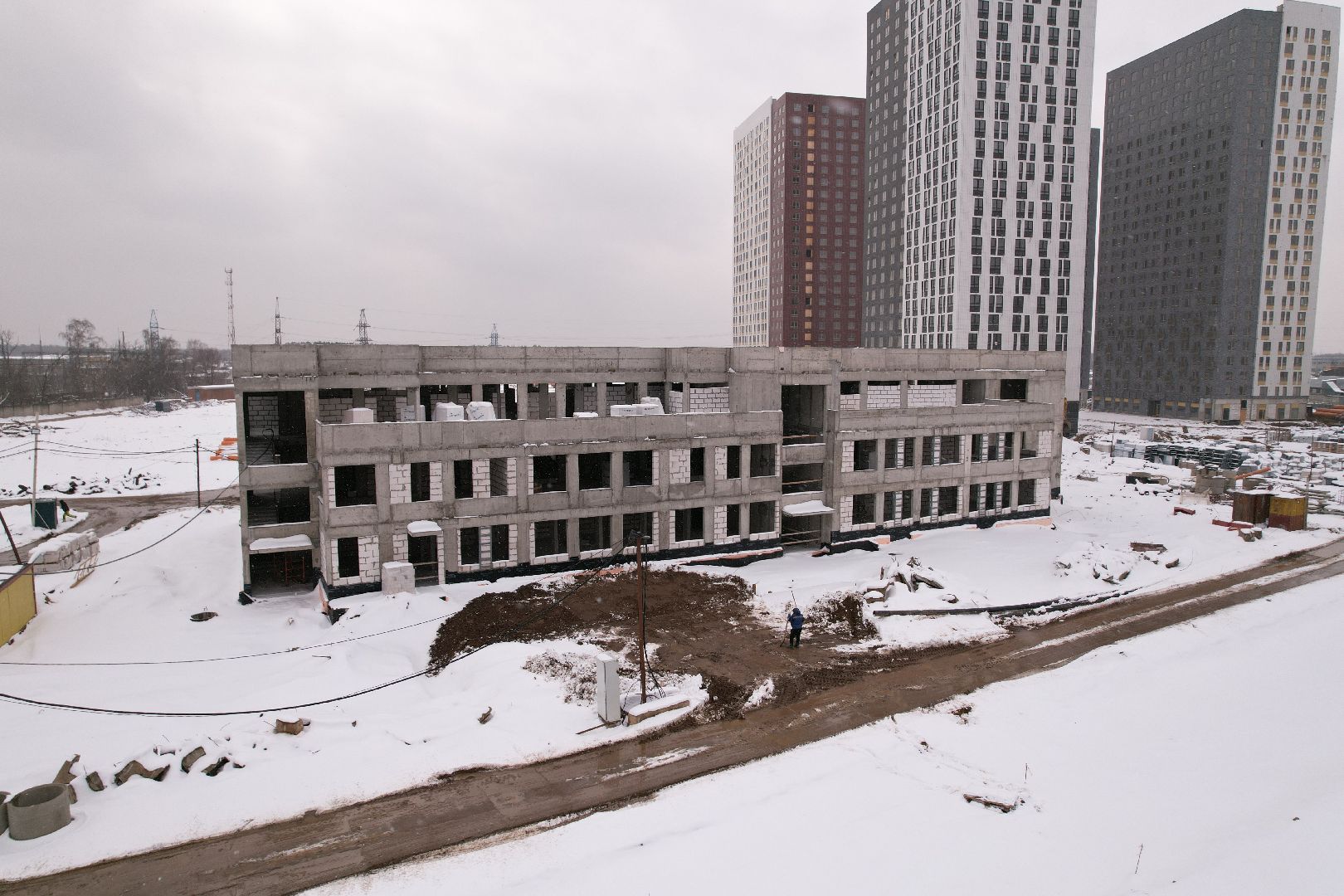 видео с коптера, ЖК Ярославский квартал, детский сад в мытищах,