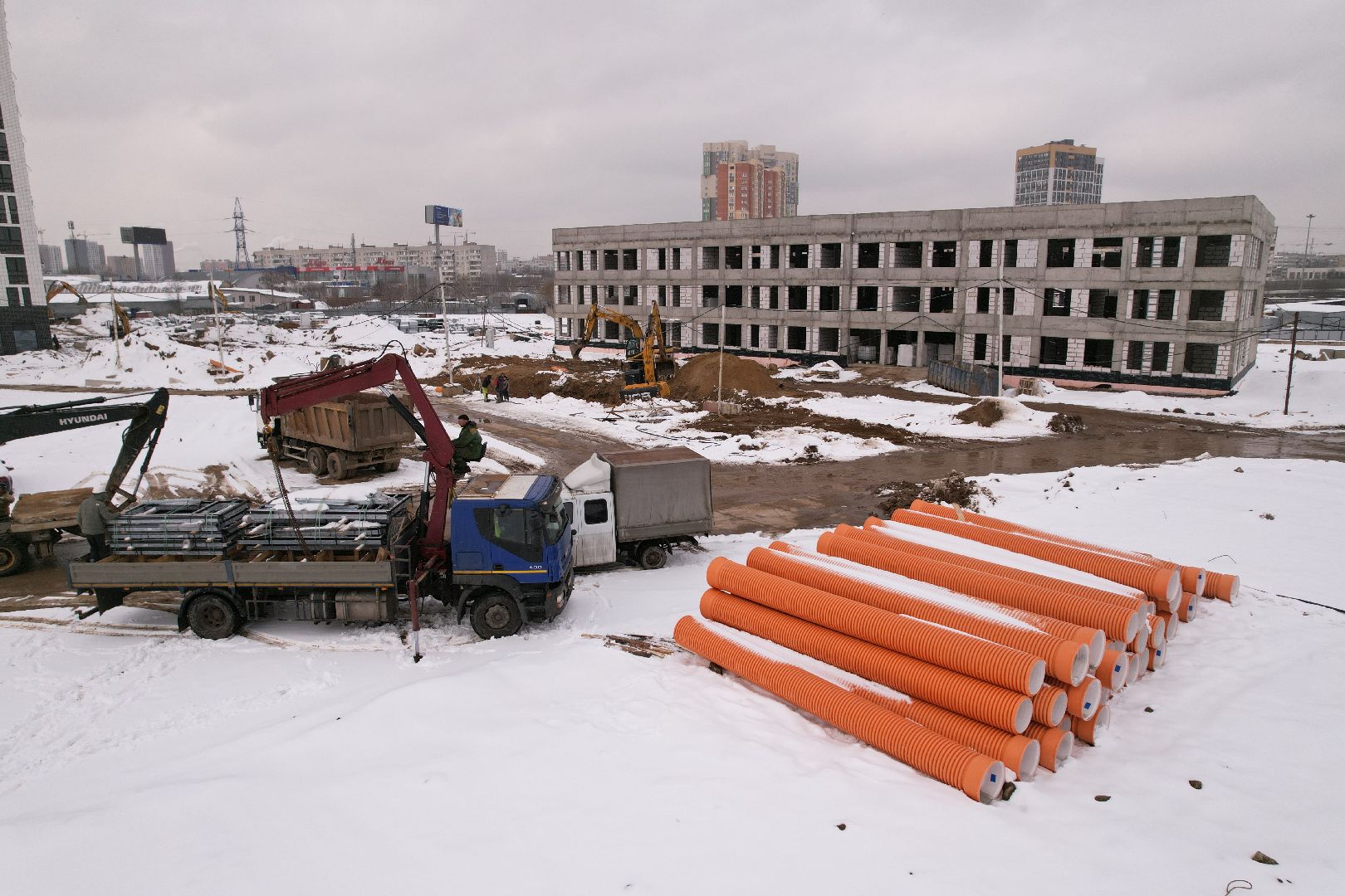 видео с коптера, ЖК Ярославский квартал, детский сад в мытищах,