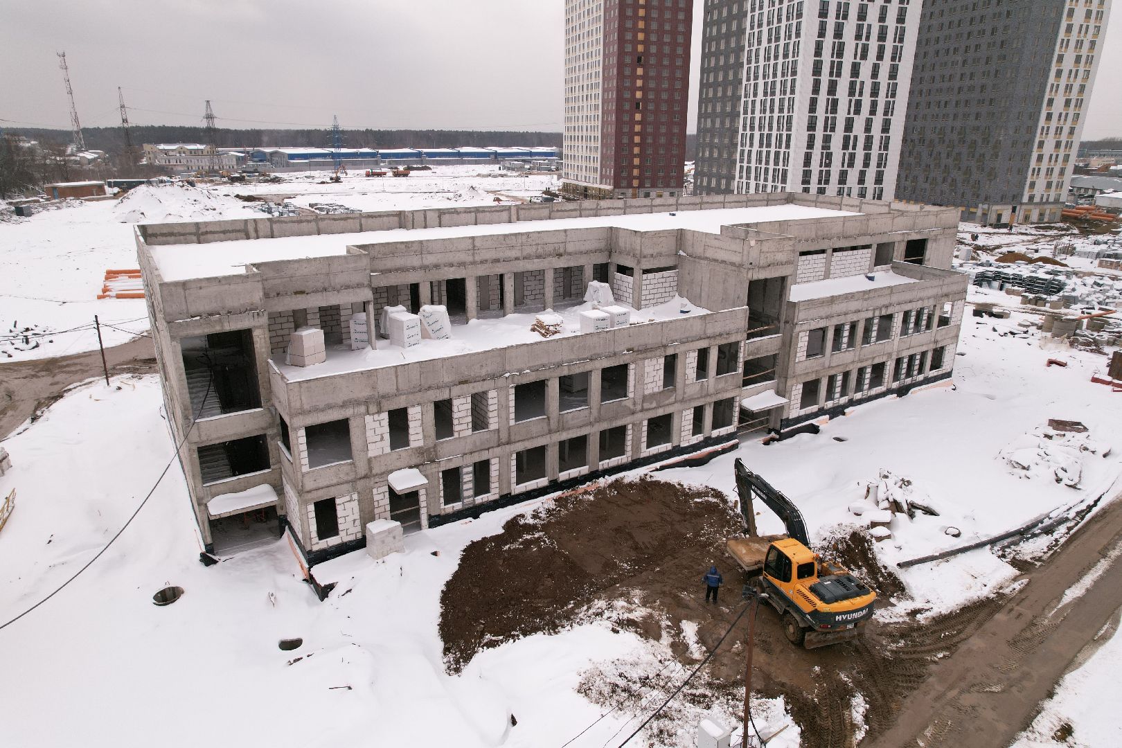 видео с коптера, ЖК Ярославский квартал, детский сад в мытищах,