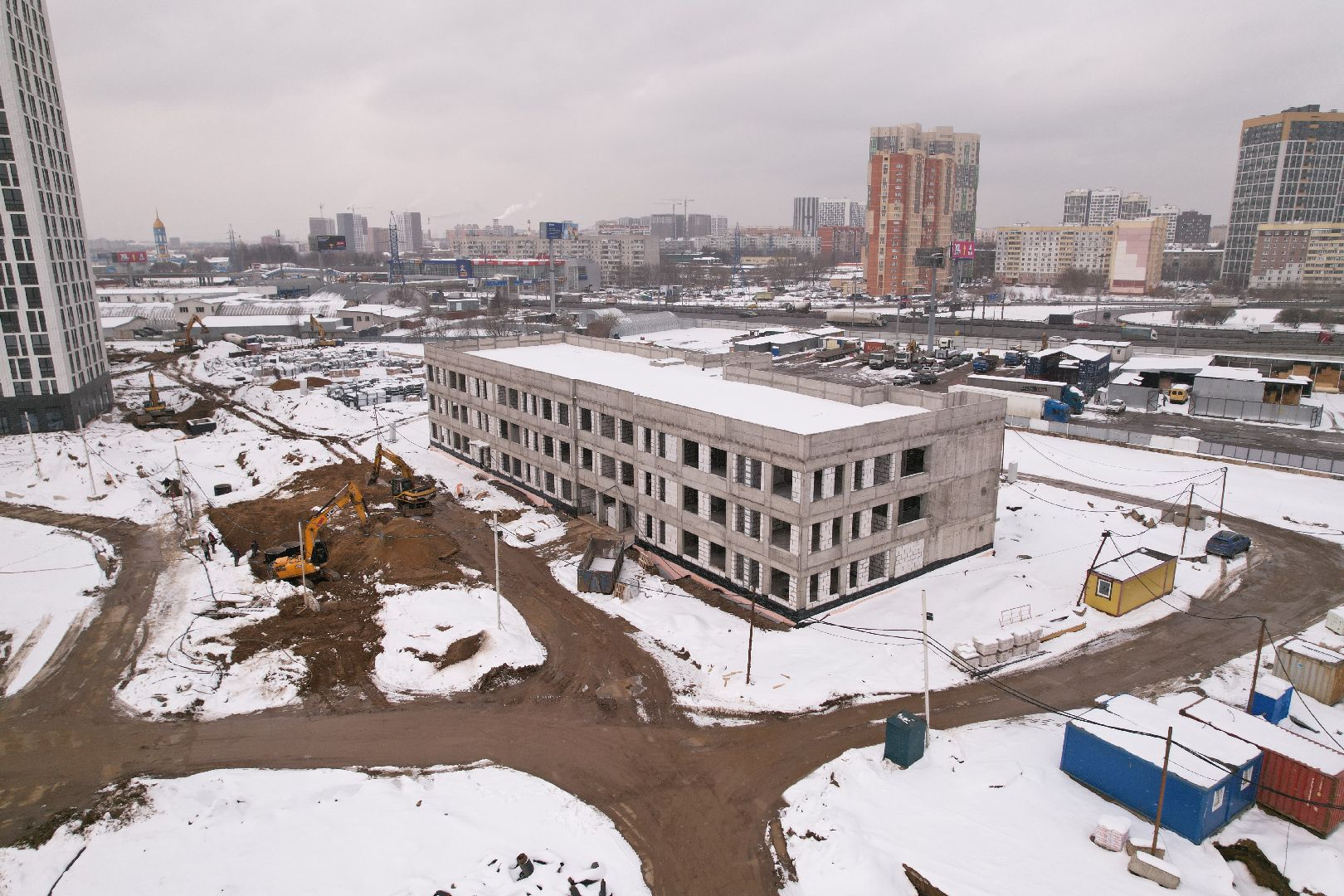 видео с коптера, ЖК Ярославский квартал, детский сад в мытищах,