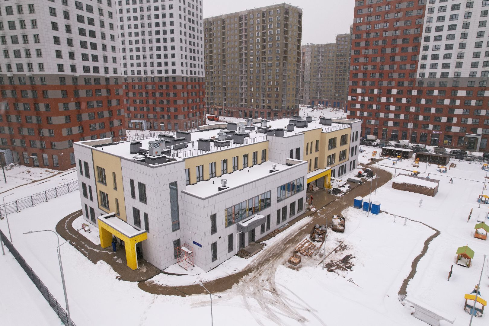 видео с коптера, ЖК Новое Медведково, детский сад в мытищах,