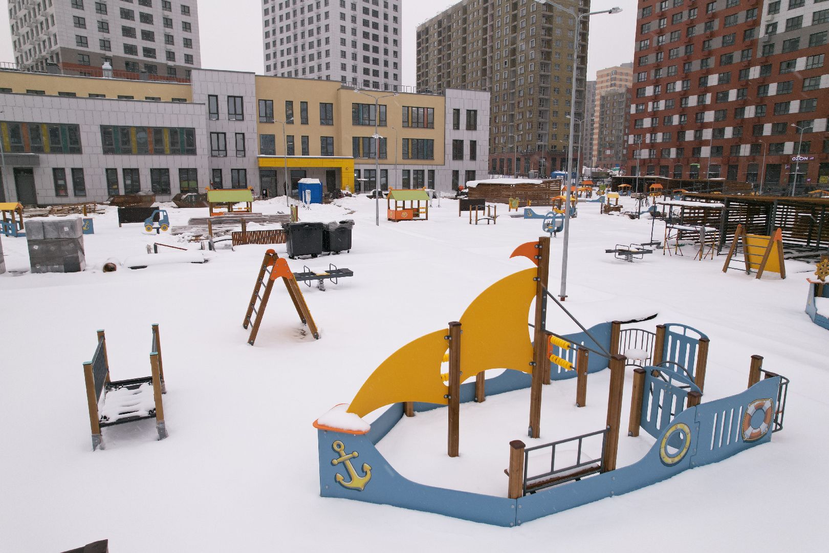 видео с коптера, ЖК Новое Медведково, детский сад в мытищах,