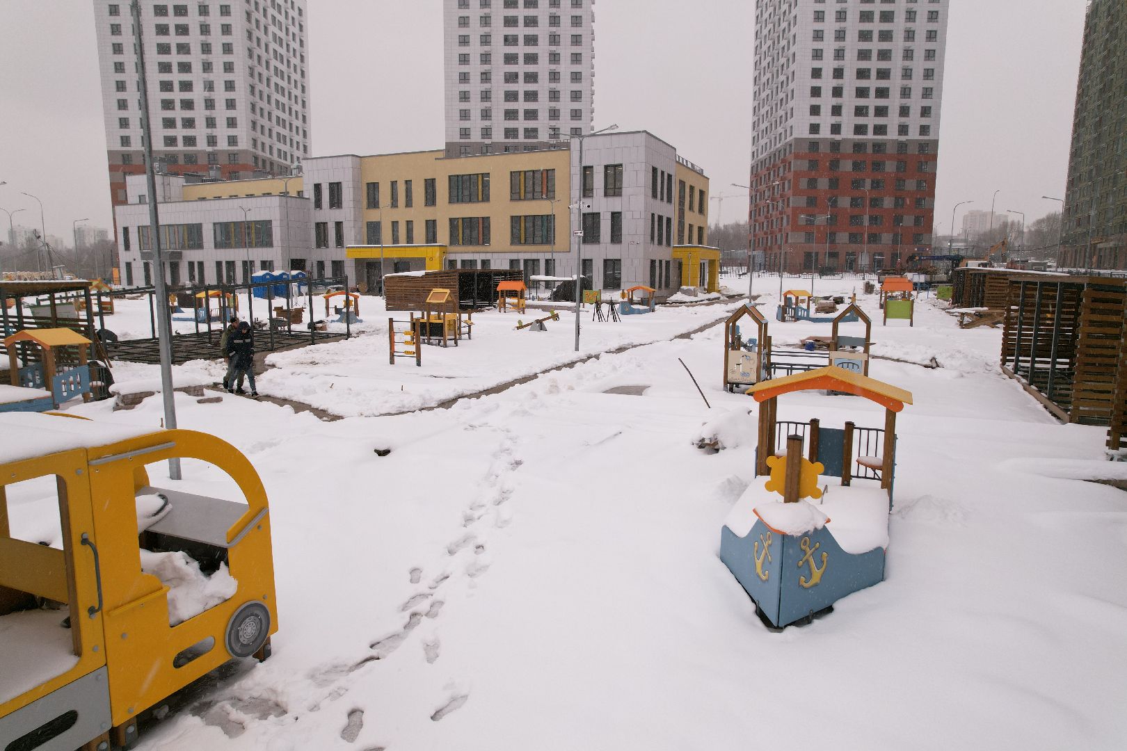 видео с коптера, ЖК Новое Медведково, детский сад в мытищах,