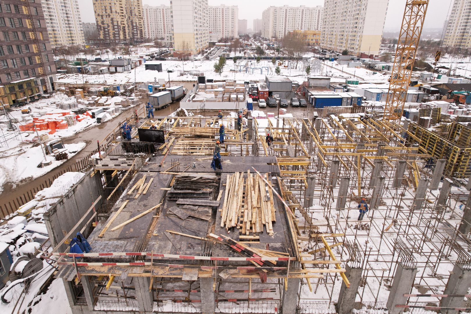 видео с коптера, жк ярославский,  детский сад в мытищах,