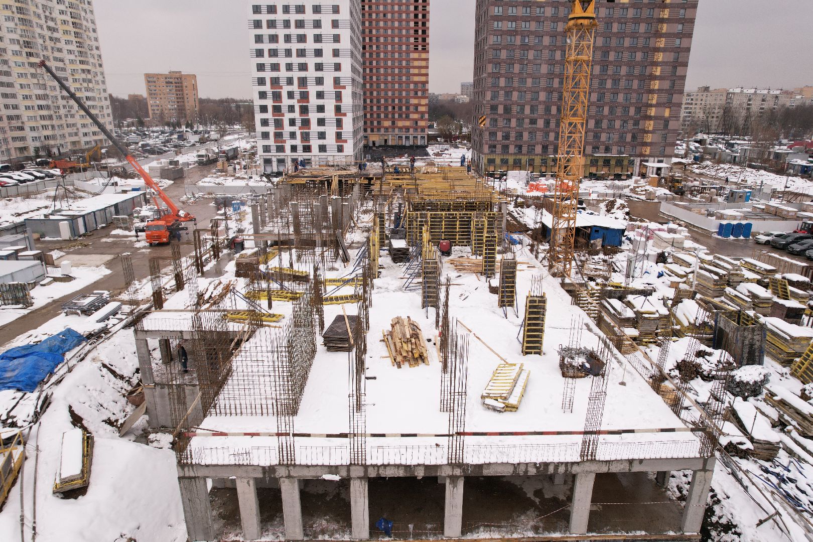 видео с коптера, жк ярославский,  детский сад в мытищах,