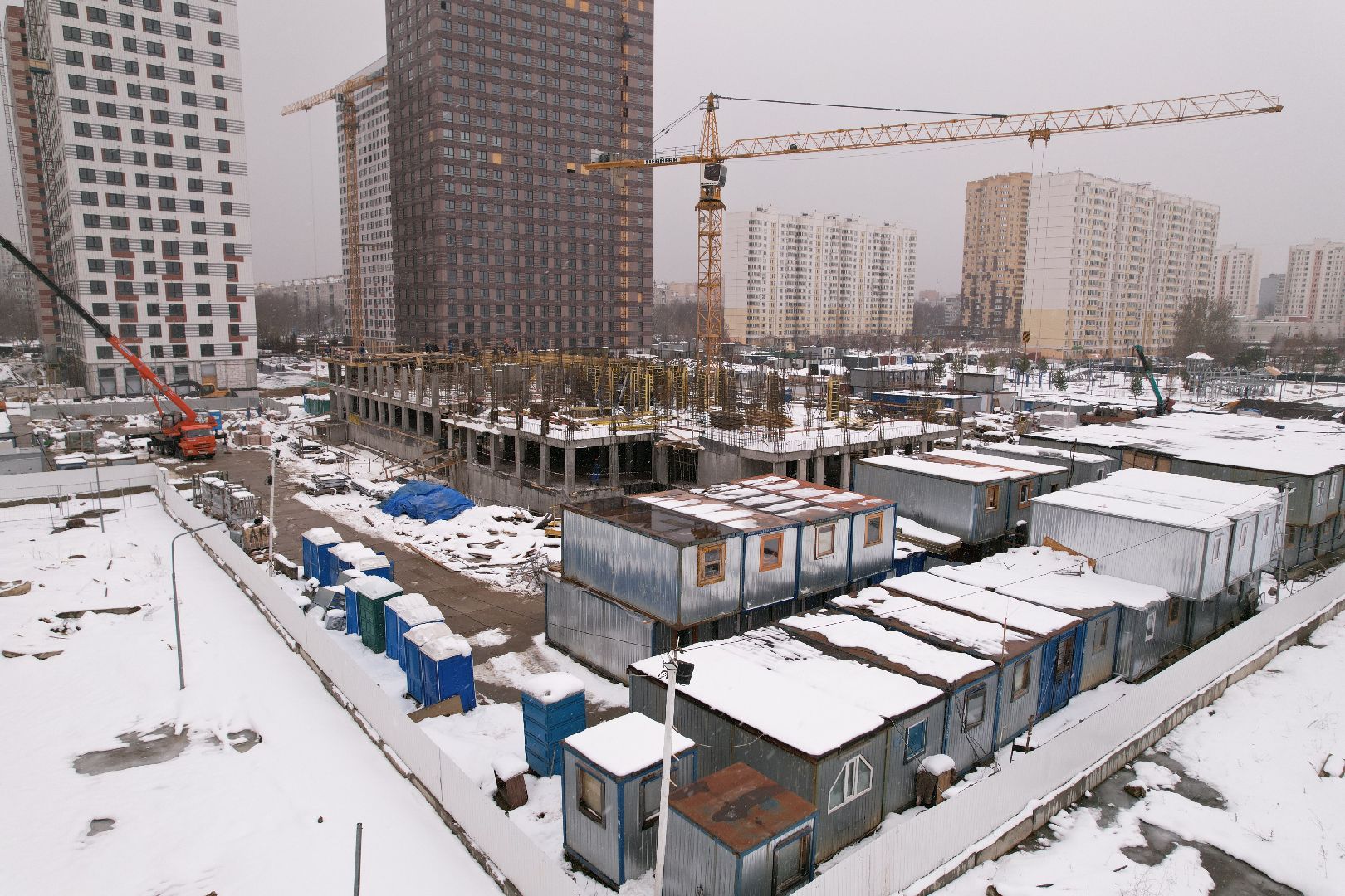 видео с коптера, жк ярославский,  детский сад в мытищах,