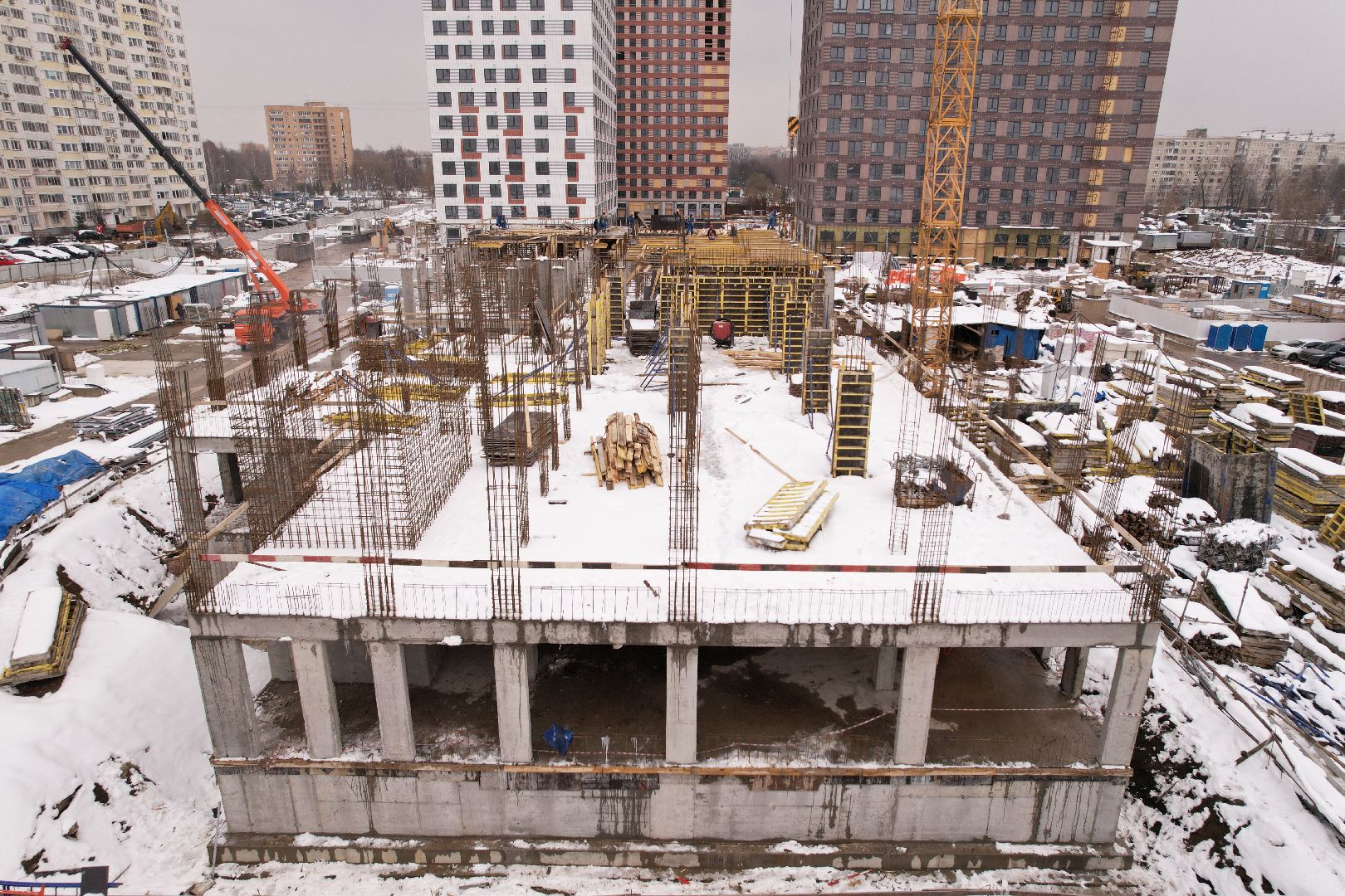 видео с коптера, жк ярославский,  детский сад в мытищах,