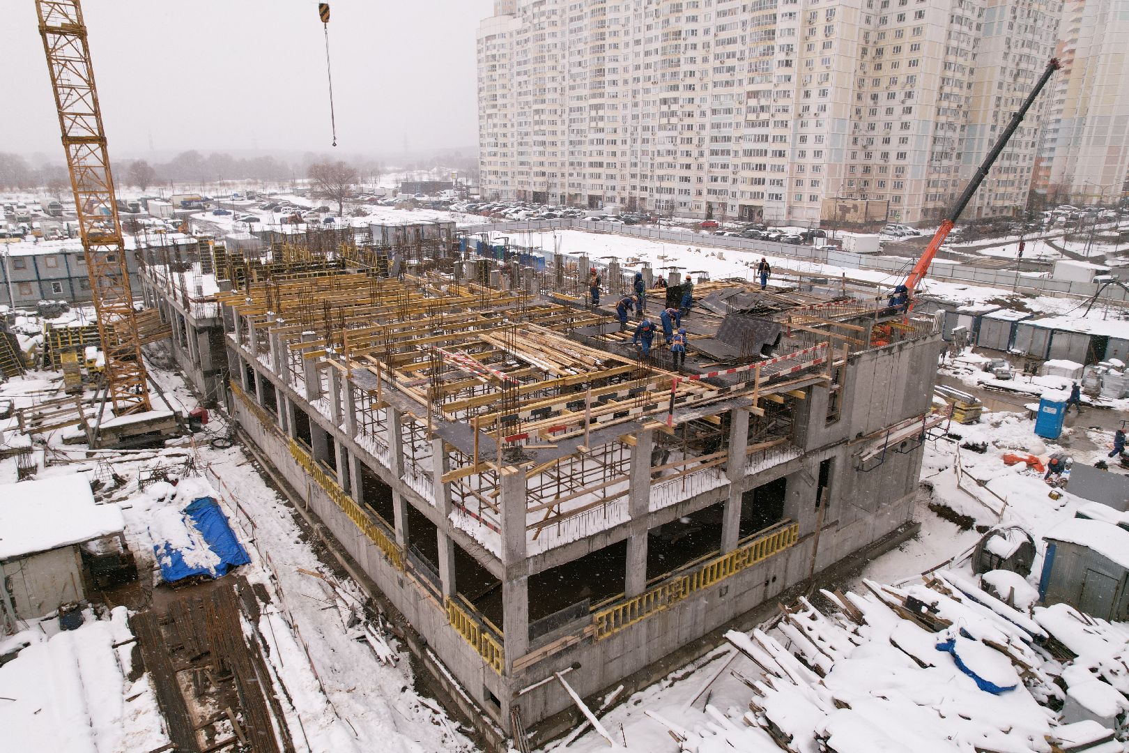 видео с коптера, жк ярославский,  детский сад в мытищах,