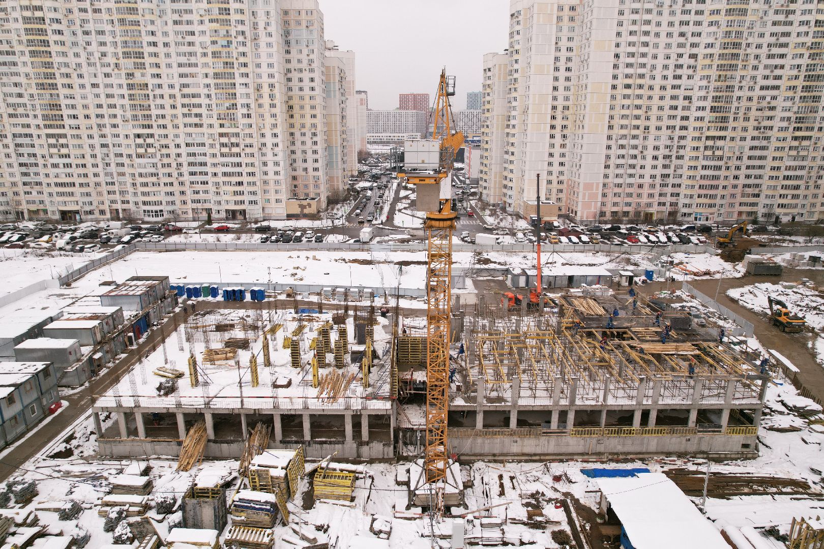 видео с коптера, жк ярославский,  детский сад в мытищах,