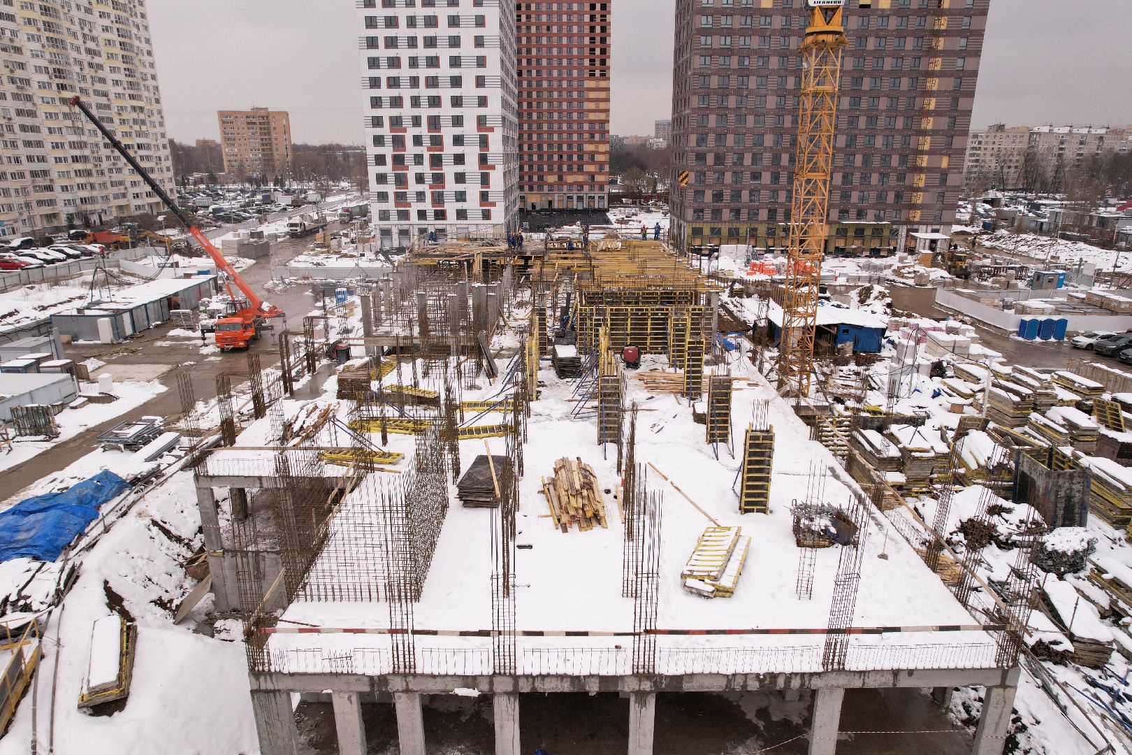 видео с коптера, жк ярославский,  детский сад в мытищах,