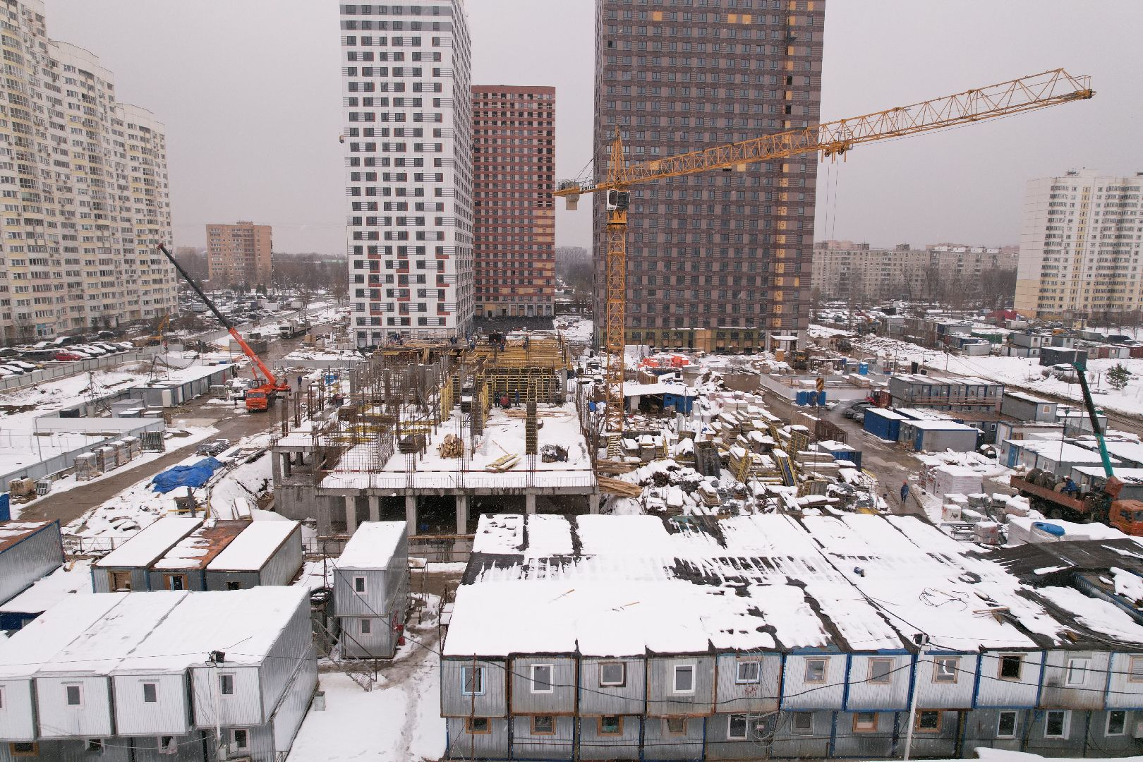 видео с коптера, жк ярославский,  детский сад в мытищах,