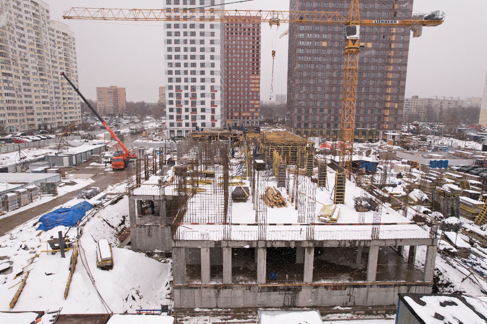 видео с коптера, жк ярославский,  детский сад в мытищах,