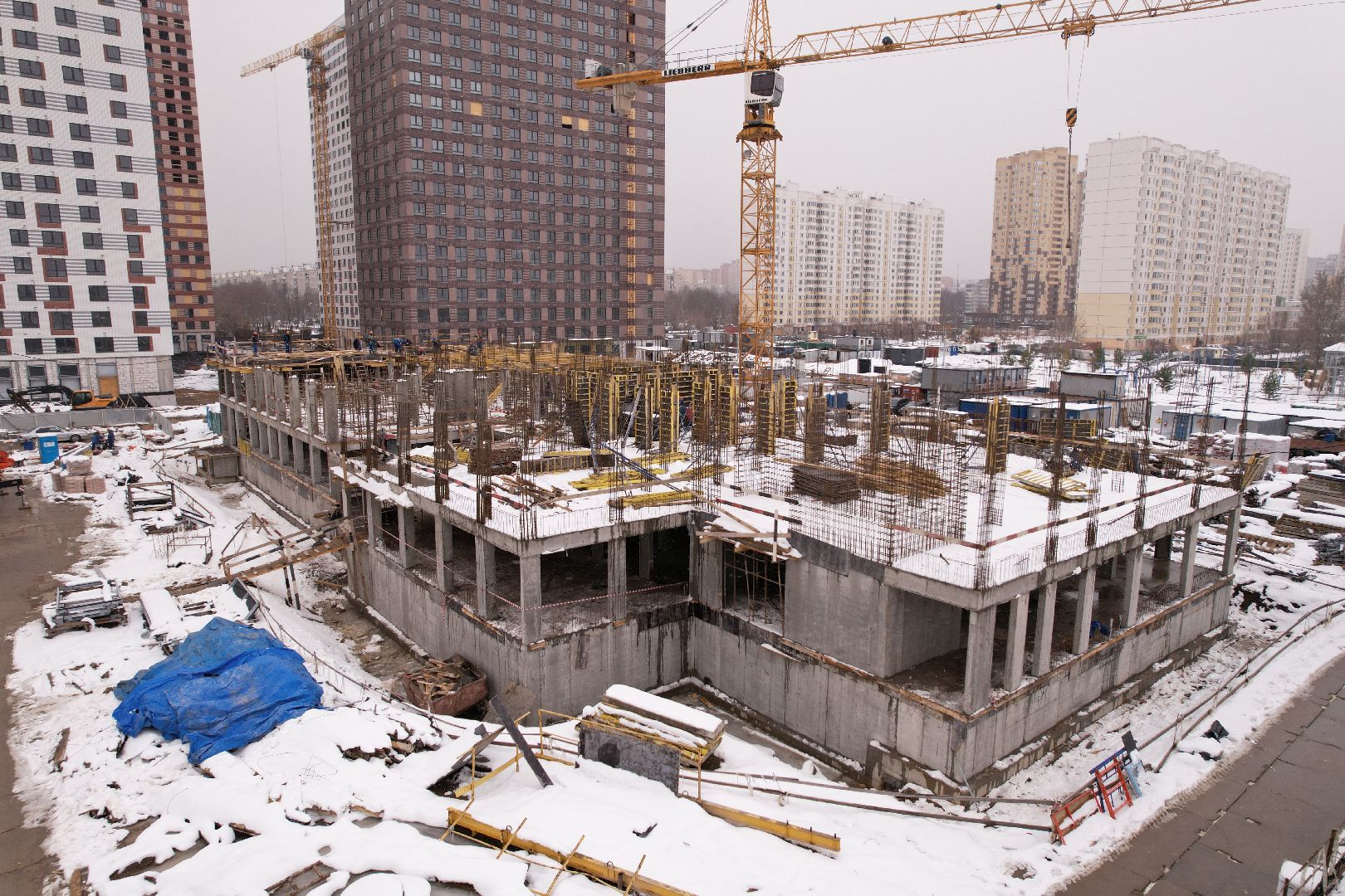 видео с коптера, жк ярославский,  детский сад в мытищах,