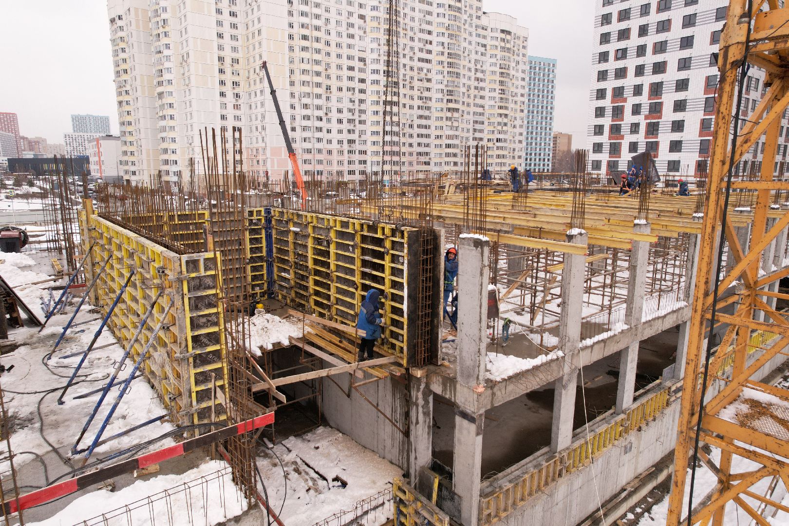 видео с коптера, жк ярославский,  детский сад в мытищах,