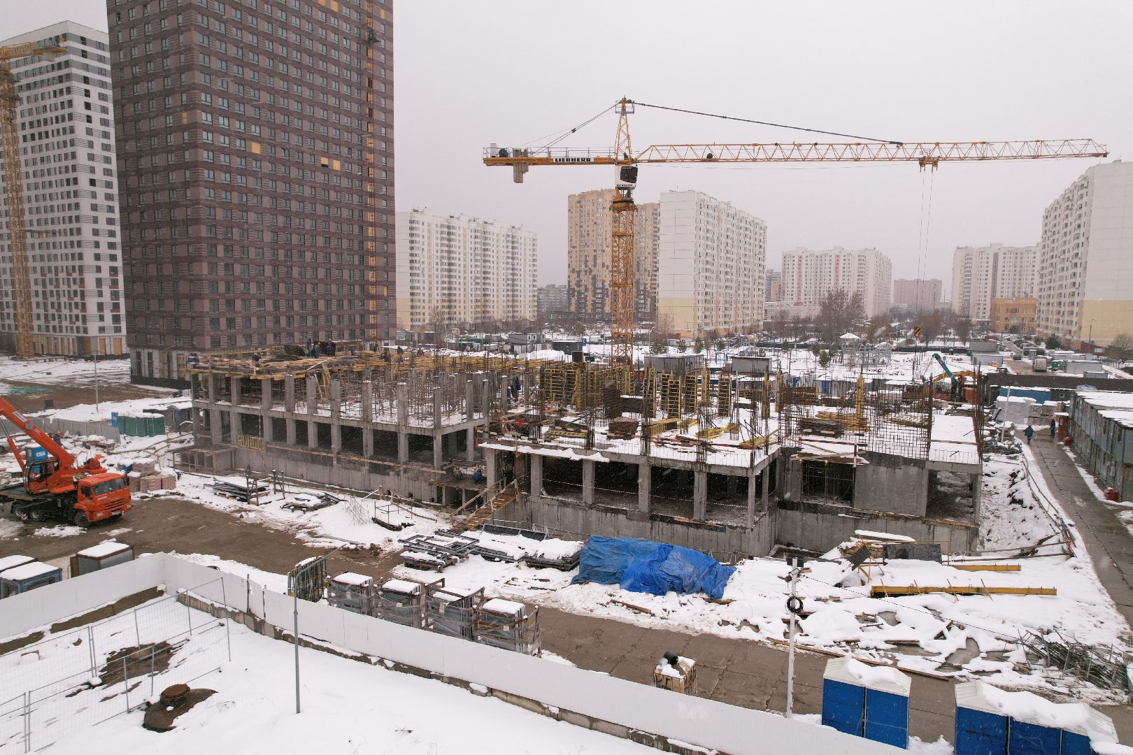 видео с коптера, жк ярославский,  детский сад в мытищах,