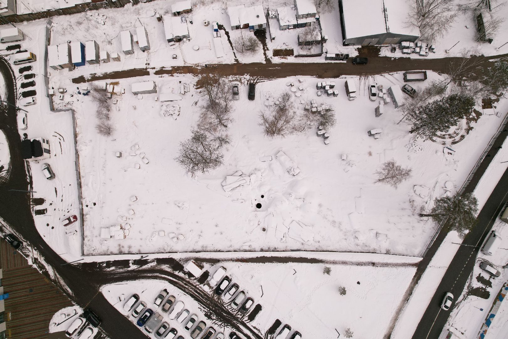 видео с коптера, строительство поликлиники в мытищи парк,