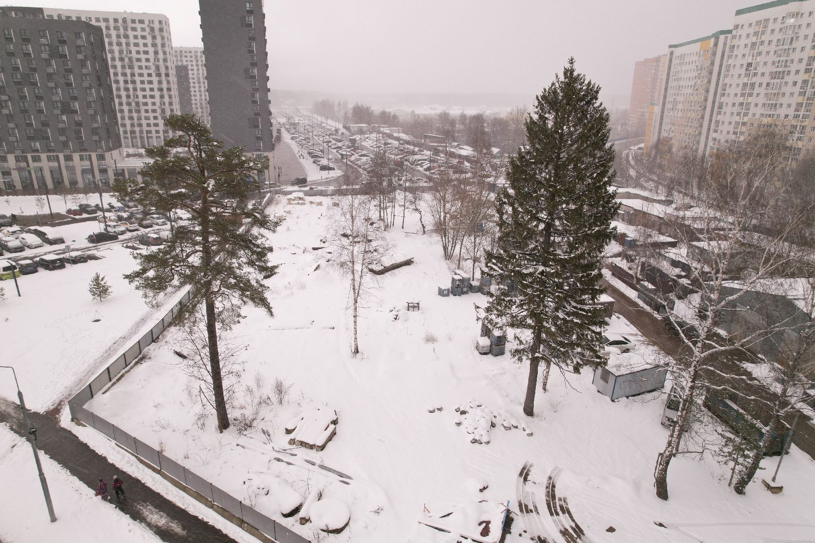 видео с коптера, строительство поликлиники в мытищи парк,