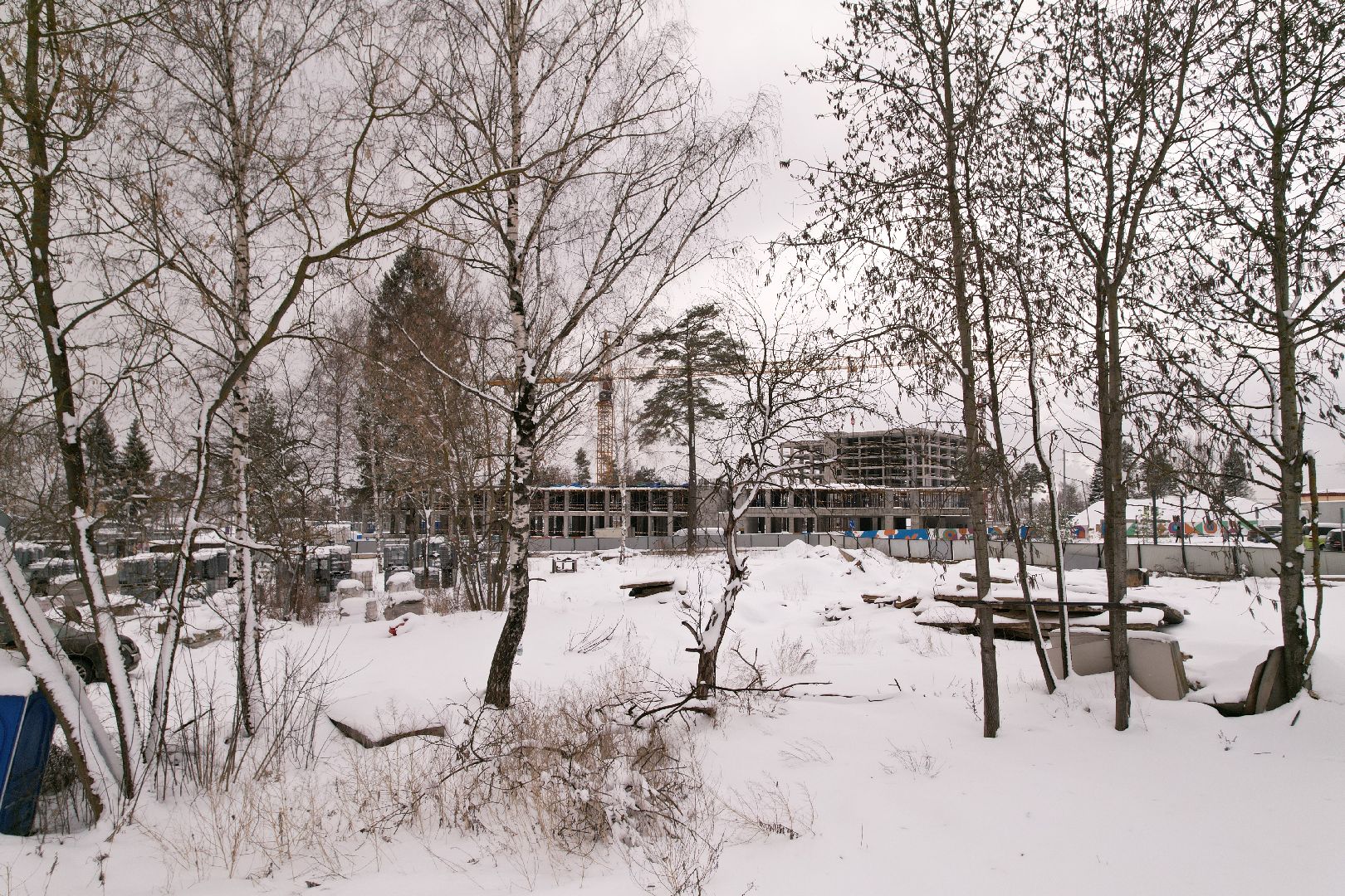 видео с коптера, строительство поликлиники в мытищи парк,