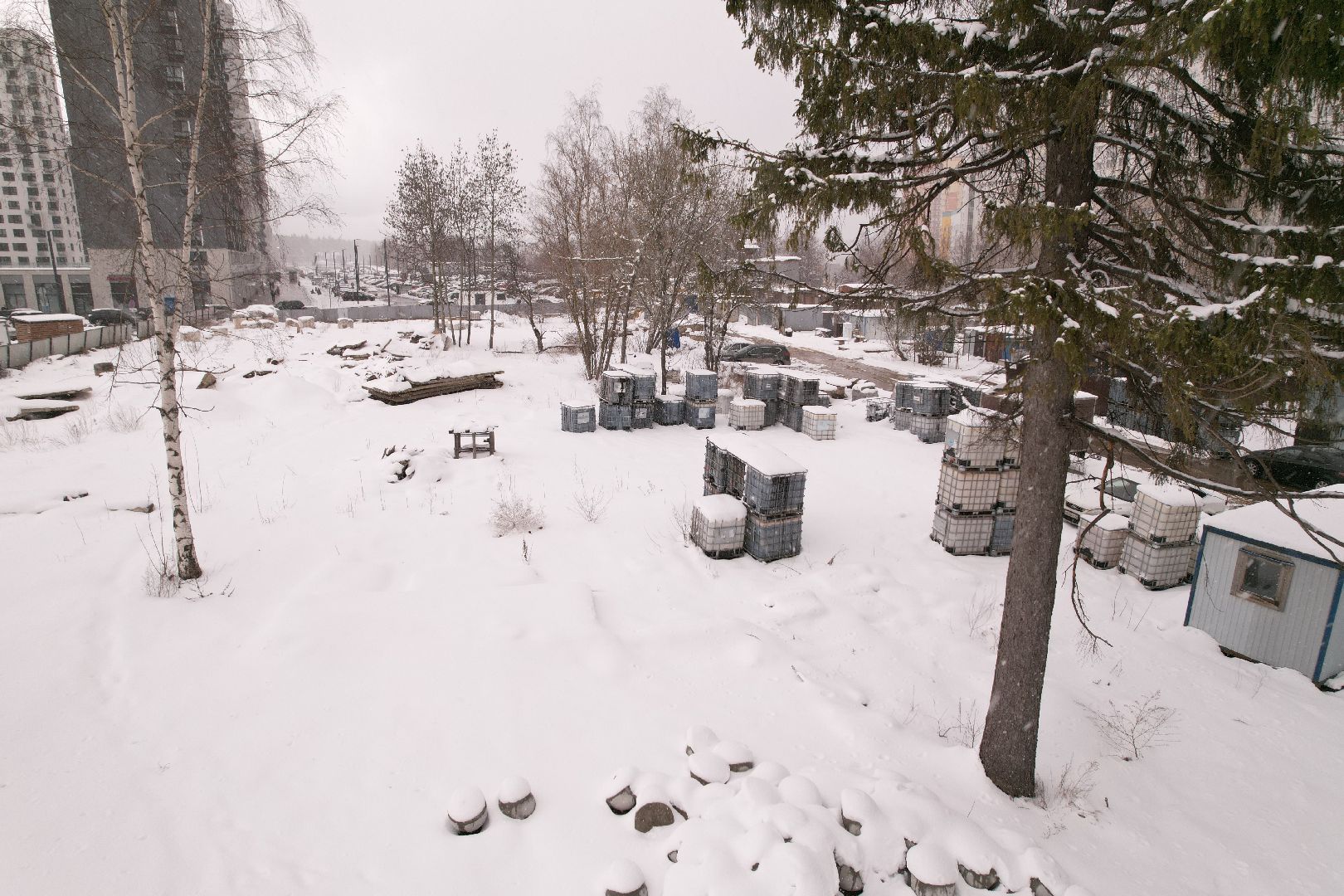 видео с коптера, строительство поликлиники в мытищи парк,