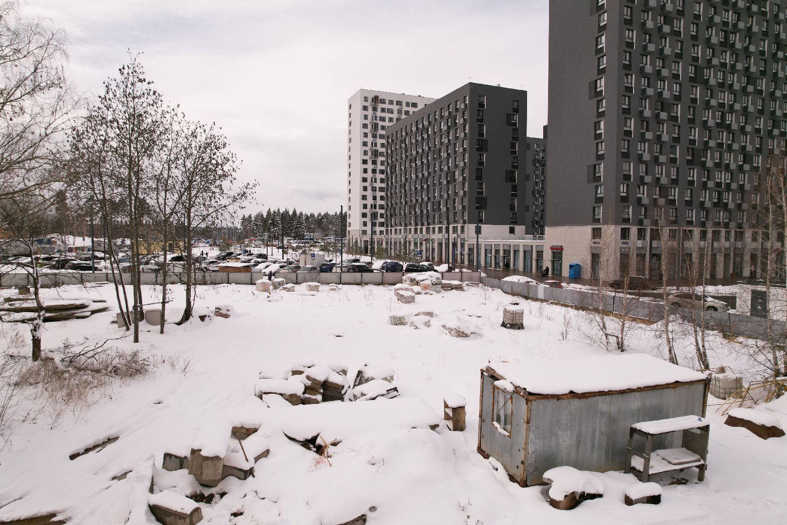 видео с коптера, строительство поликлиники в мытищи парк,