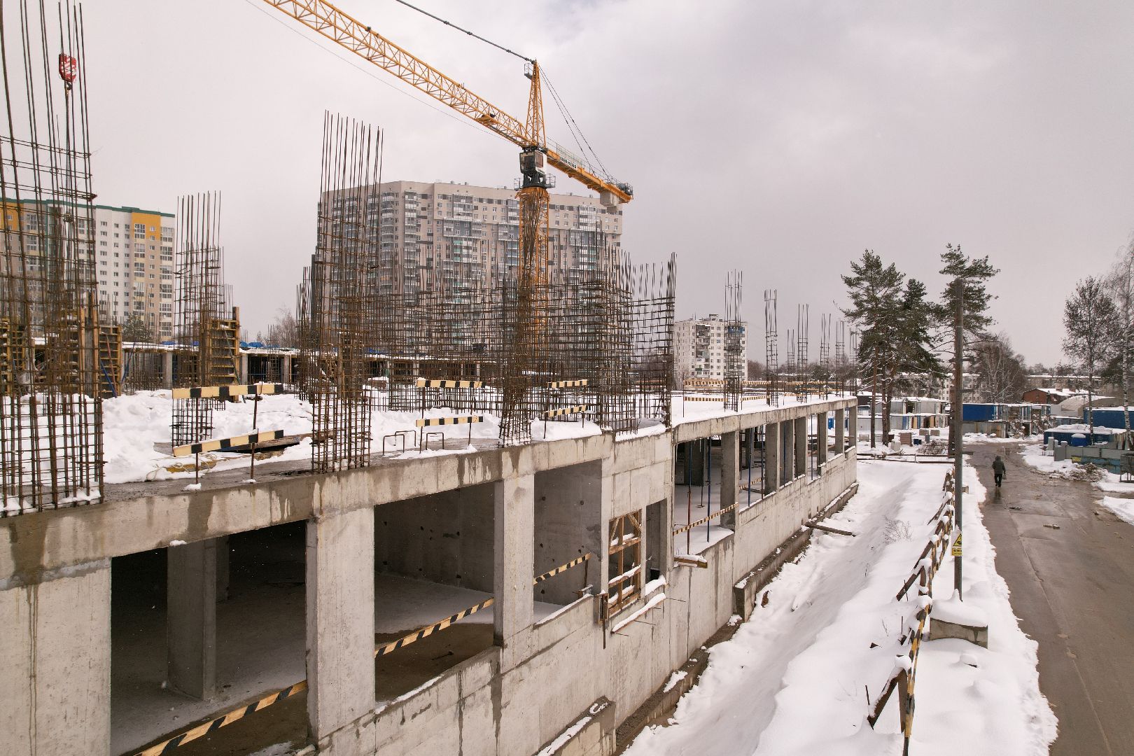 видео с коптера, школа в мытищах, строительство школы в мытищах,
