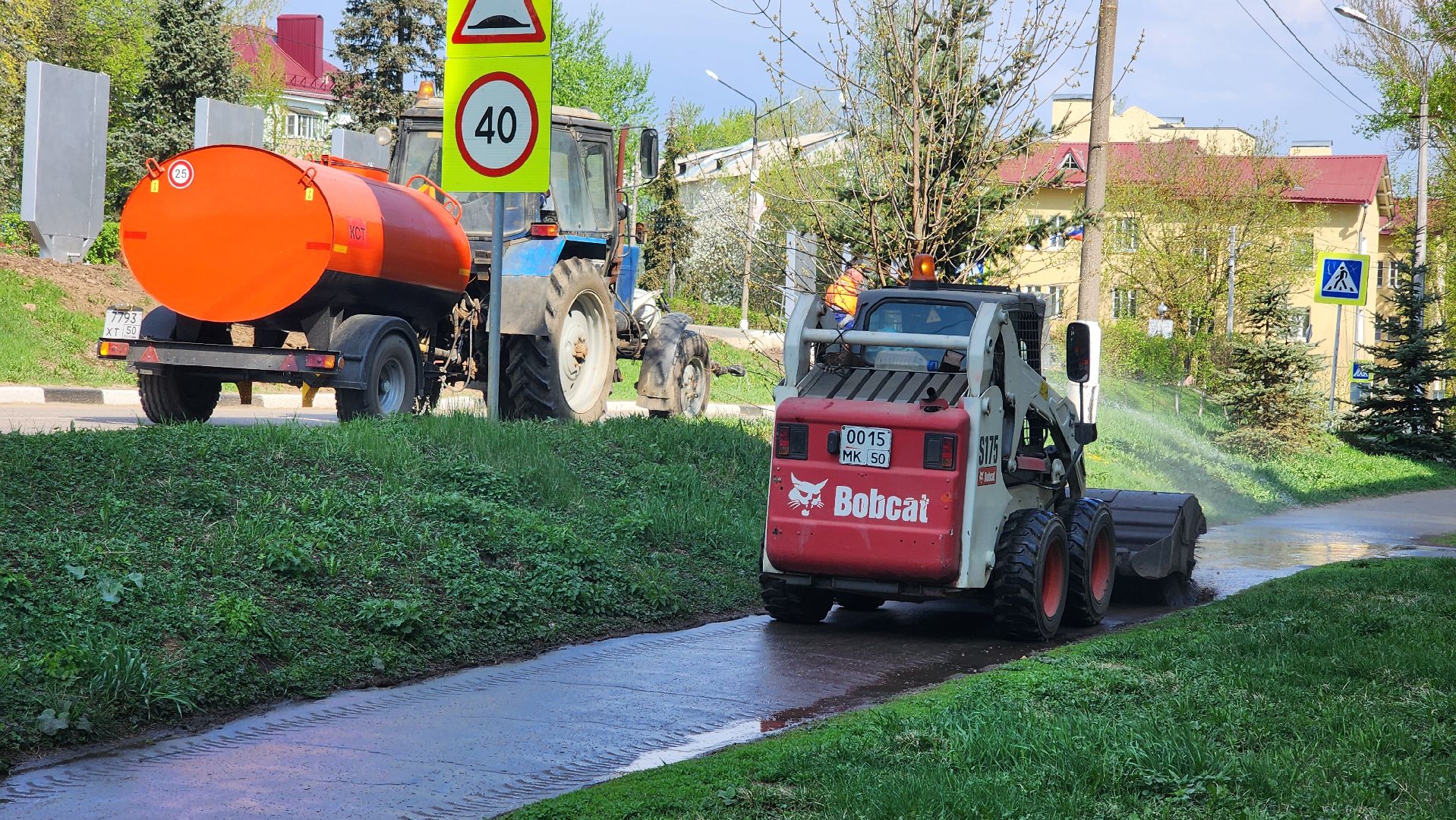 кашира, уборка дорог, влажная уборка города, мосавтодор, дороги,  бордюры,