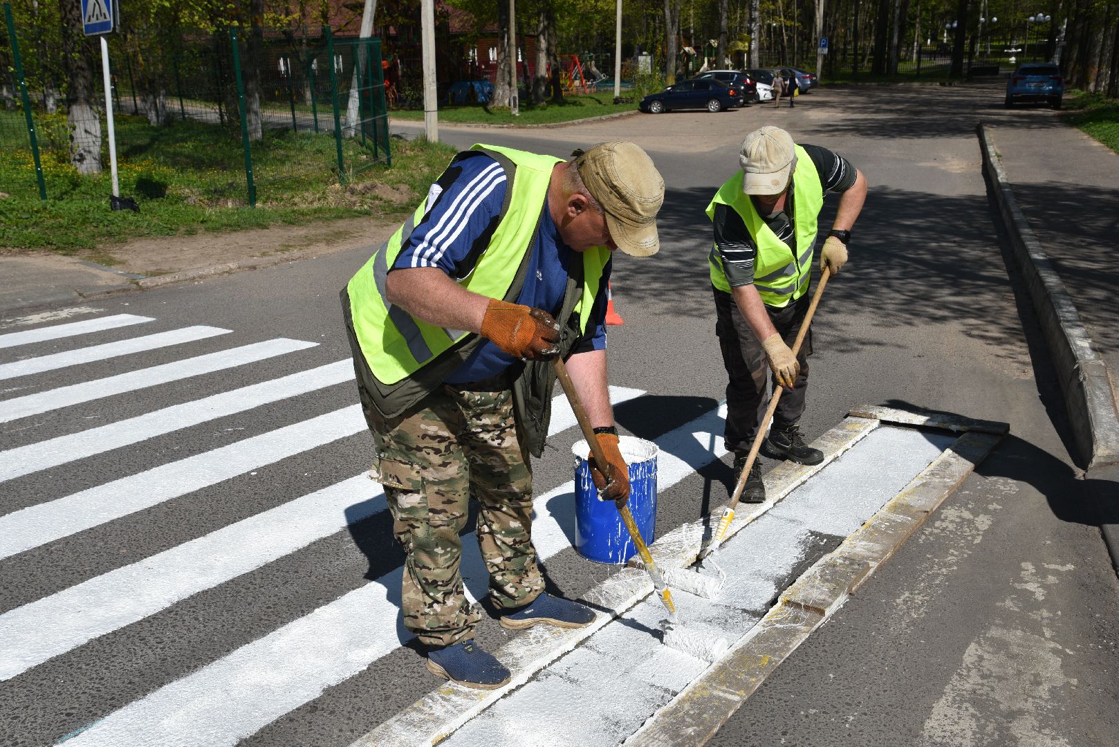 лотошино, благоустройство, покраска пешеходных переходов,