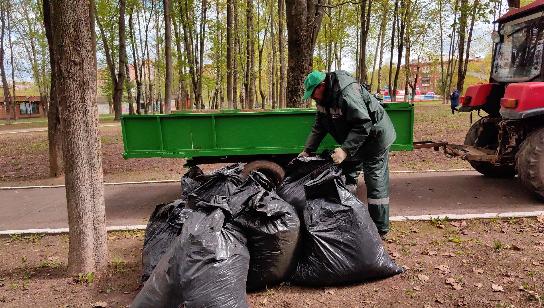 субботник, парк, мусор, листва,