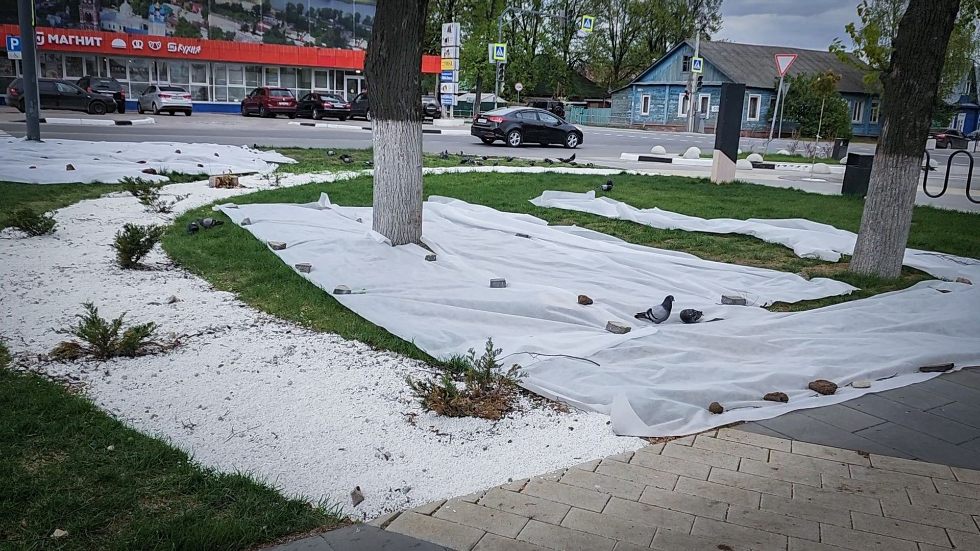бронницы, благоустройство , декоративная подсыпка дорожек, площадь имени Тимофеева ,