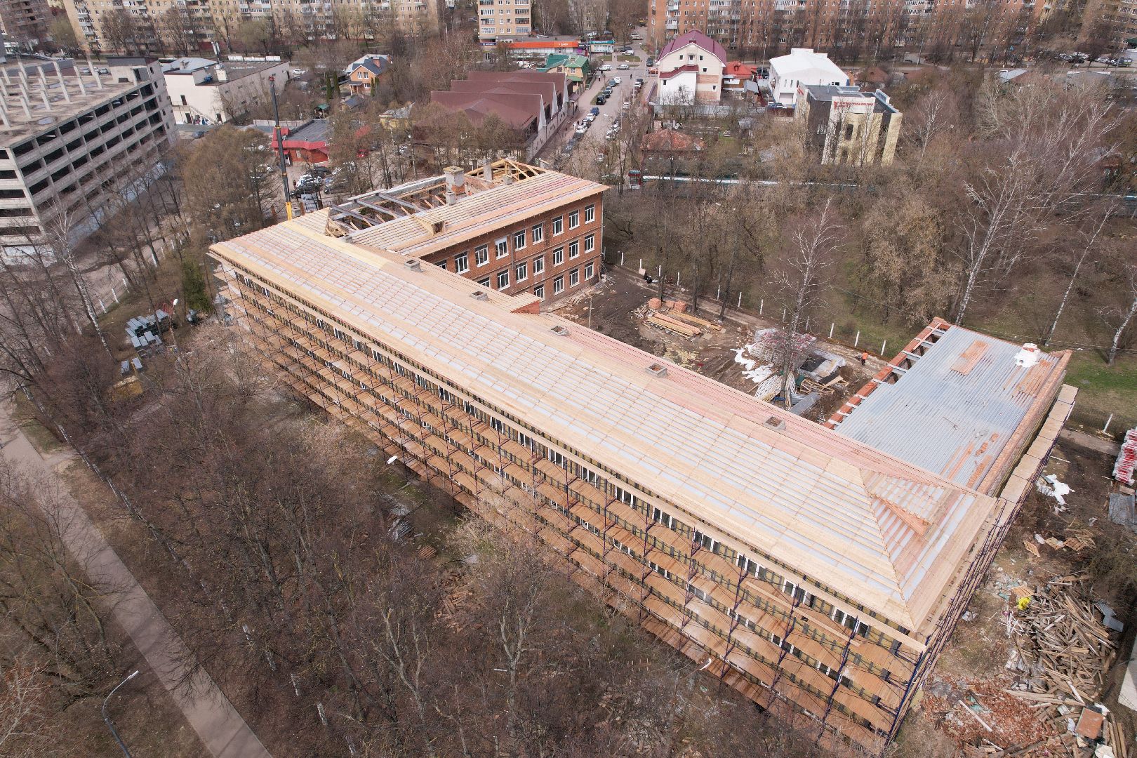 видео с коптера, ремонт школы 6 серпухов, школы в серпухове,