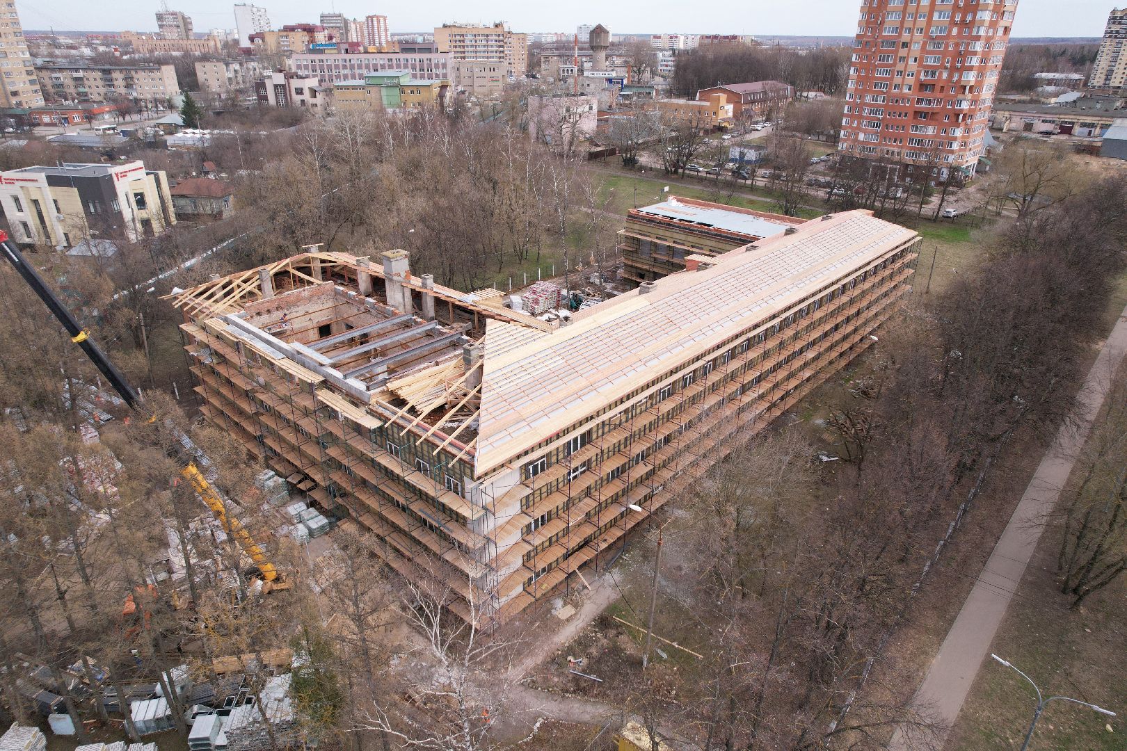 видео с коптера, ремонт школы 6 серпухов, школы в серпухове,