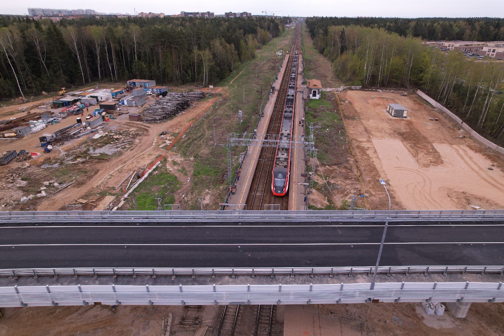 видео с коптера, путепровод в аникеевке, дороги подмосковья,