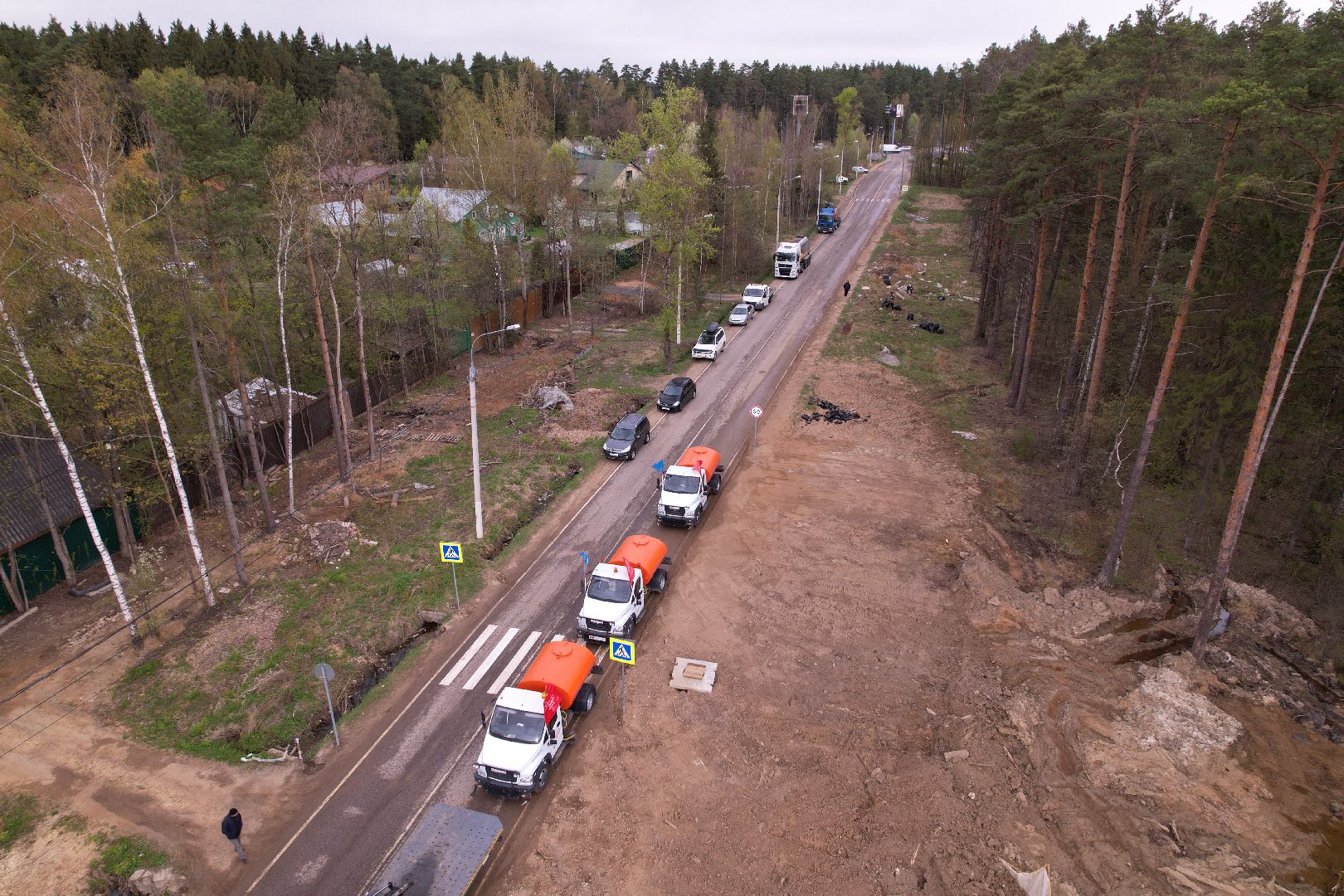 видео с коптера, путепровод в аникеевке, дороги подмосковья,