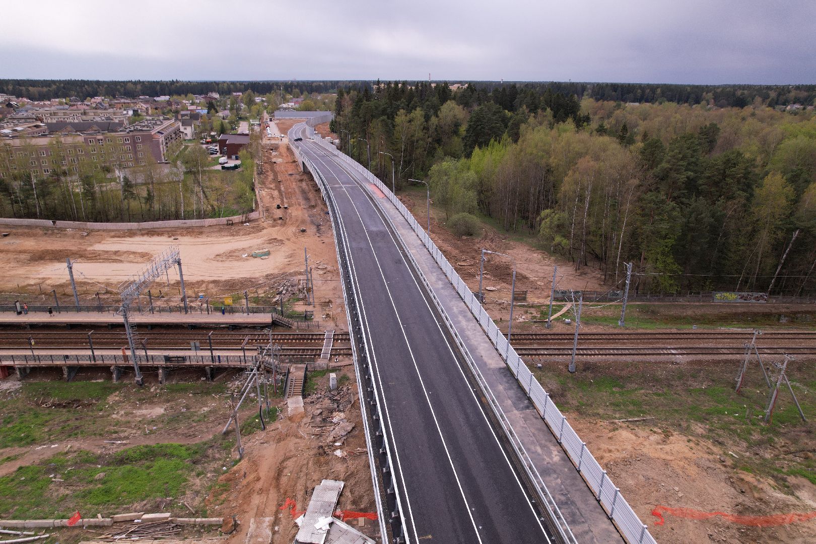видео с коптера, путепровод в аникеевке, дороги подмосковья,