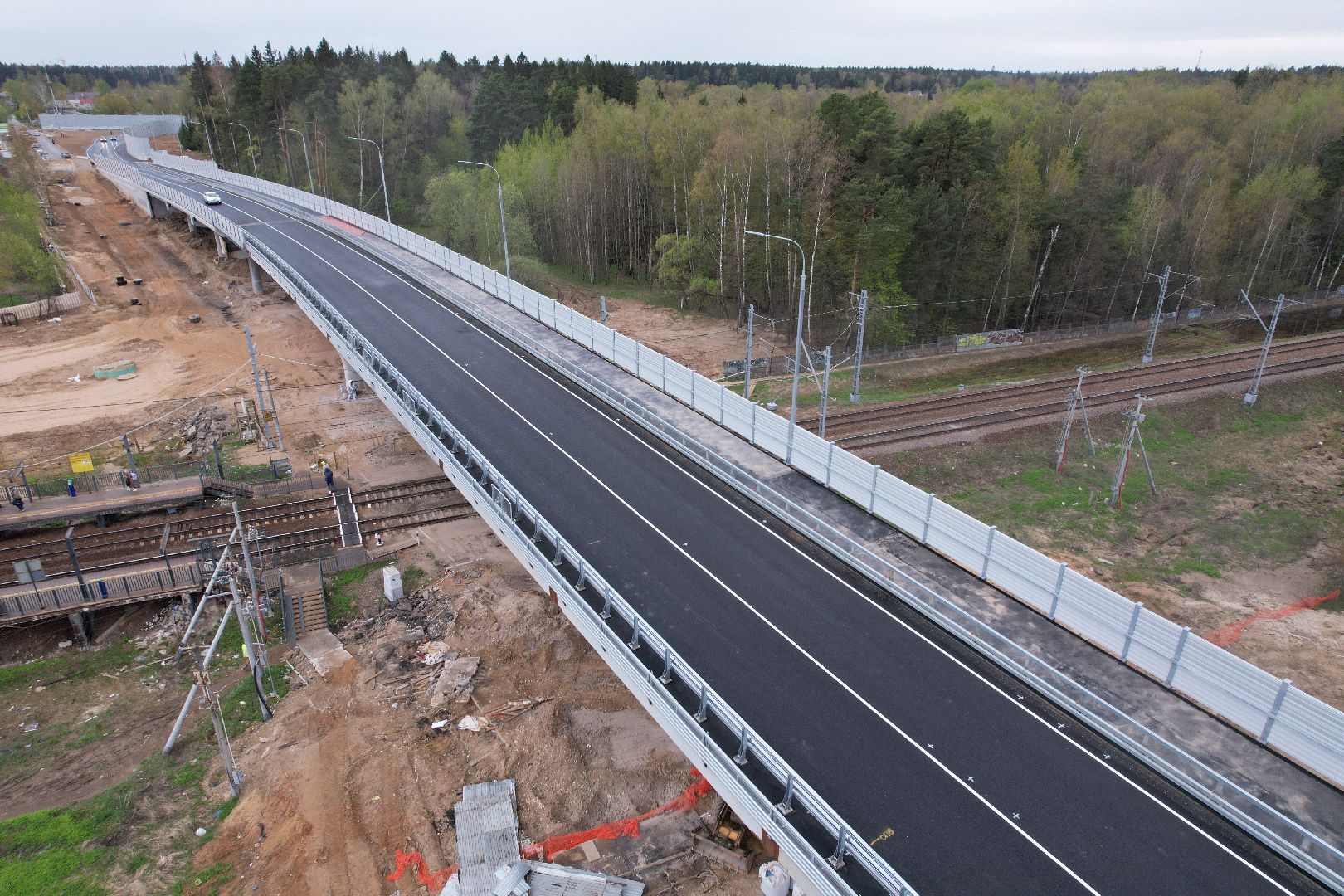 видео с коптера, путепровод в аникеевке, дороги подмосковья,